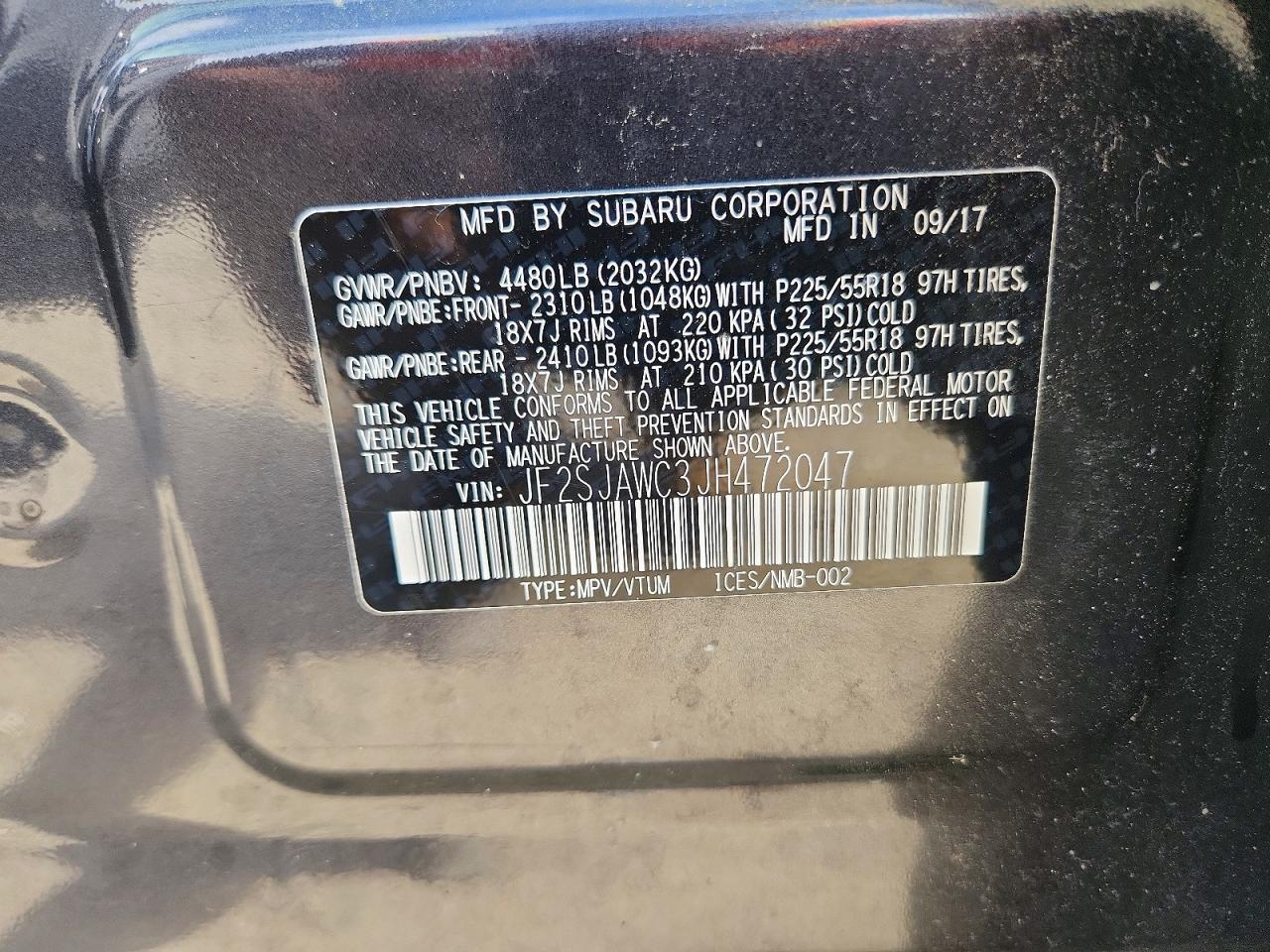 2018 Subaru Forester 2.5i Touring Charcoal vin: JF2SJAWC3JH472047