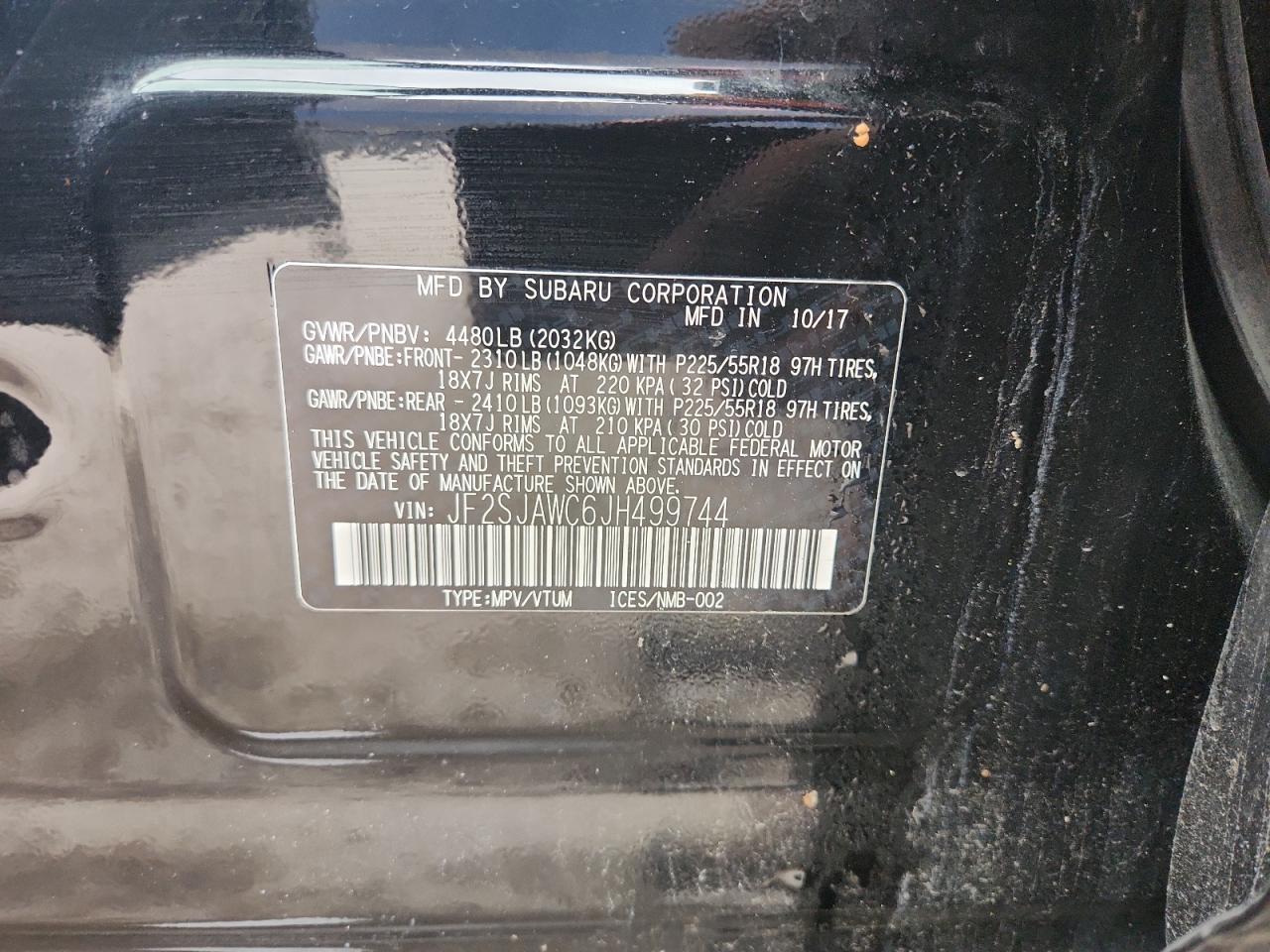 2018 Subaru Forester 2.5i Touring Black vin: JF2SJAWC6JH499744