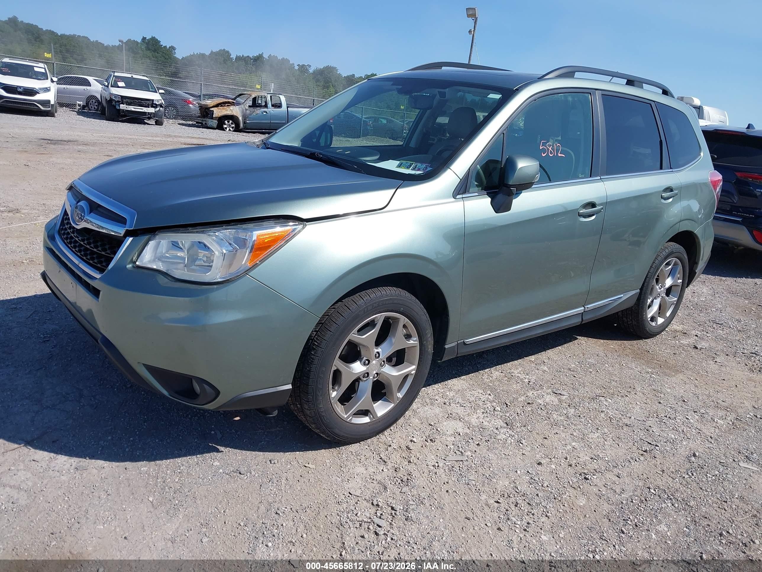 2015 Subaru Forester 2.5i Touring Green vin: JF2SJAWCXFH599059