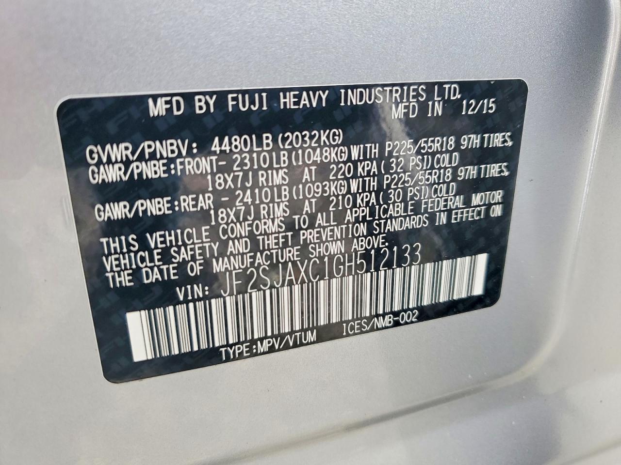 2016 Subaru Forester 2.5i Touring Silver vin: JF2SJAXC1GH512133