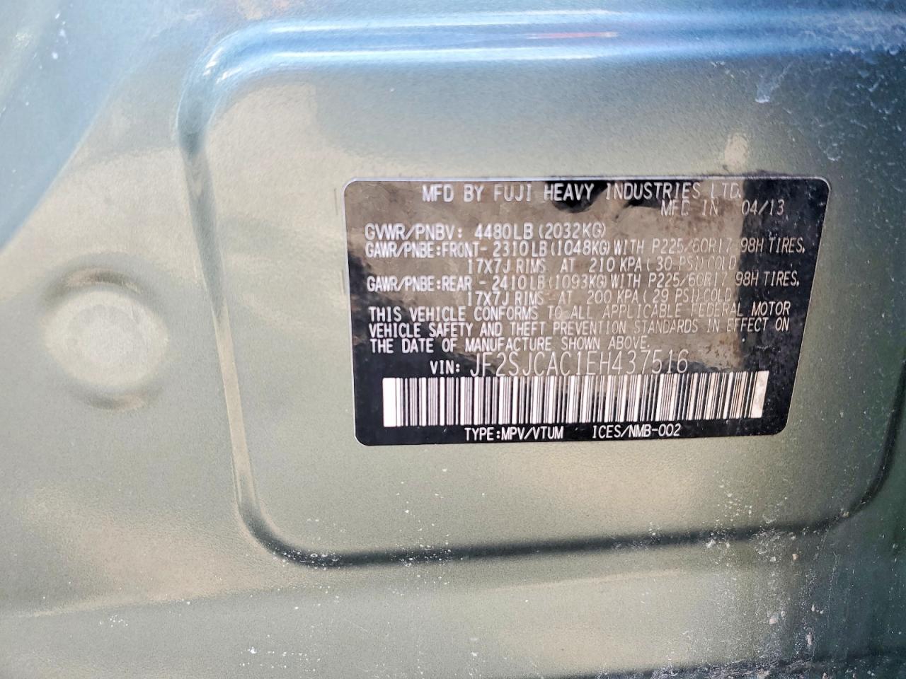 2014 Subaru Forester 2.5i Зеленый vin: JF2SJCAC1EH437516