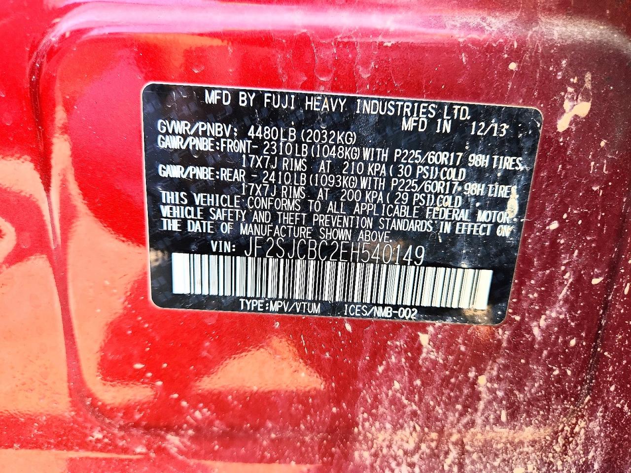 2014 Subaru Forester 2.5i Premium Red vin: JF2SJCBC2EH540149