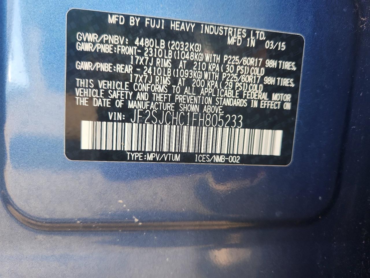 2015 Subaru Forester 2.5i Limited Синий vin: JF2SJCHC1FH805233
