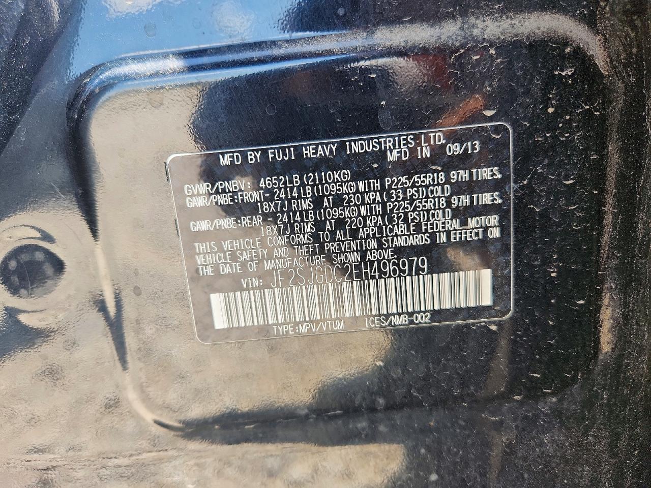 2014 Subaru Forester 2.0xt Premium Черный vin: JF2SJGDC2EH496979