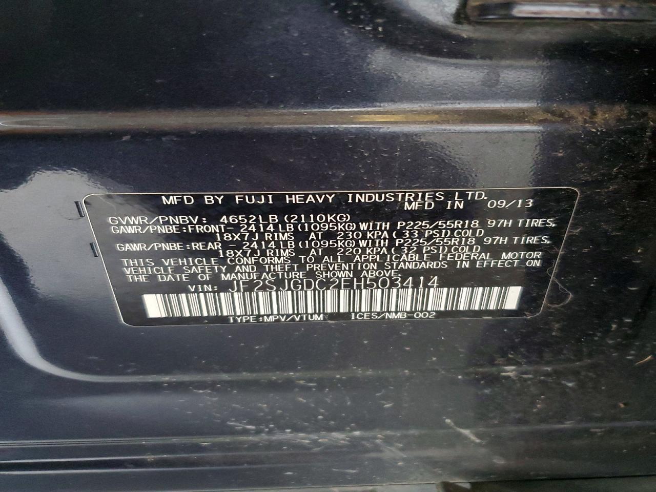 2014 Subaru Forester 2.0xt Premium Gray vin: JF2SJGDC2EH503414