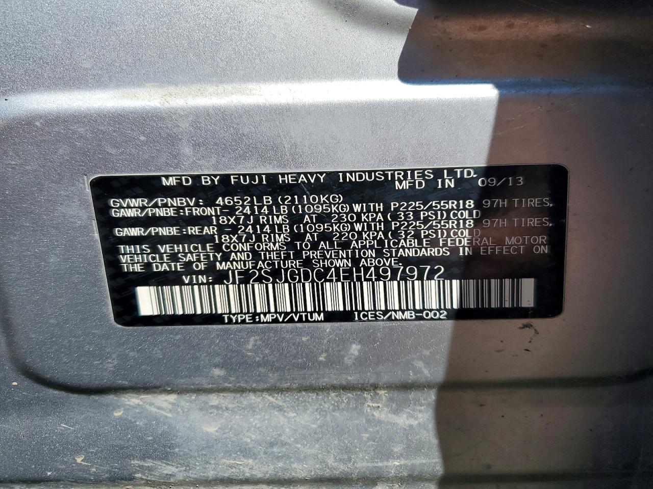 2014 Subaru Forester 2.0xt Premium Silver vin: JF2SJGDC4EH497972