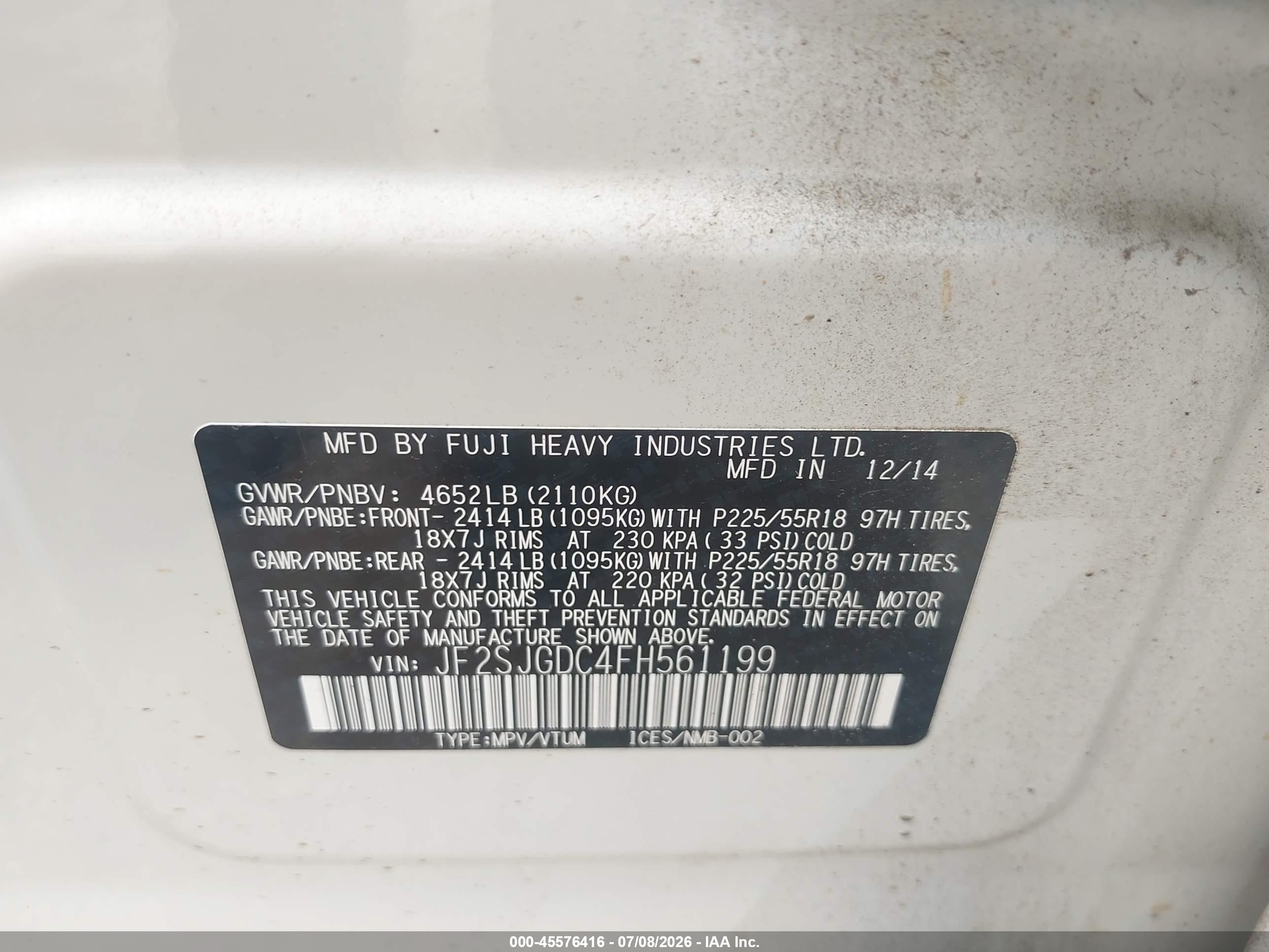 2015 Subaru Forester 2.0xt Premium White vin: JF2SJGDC4FH561199