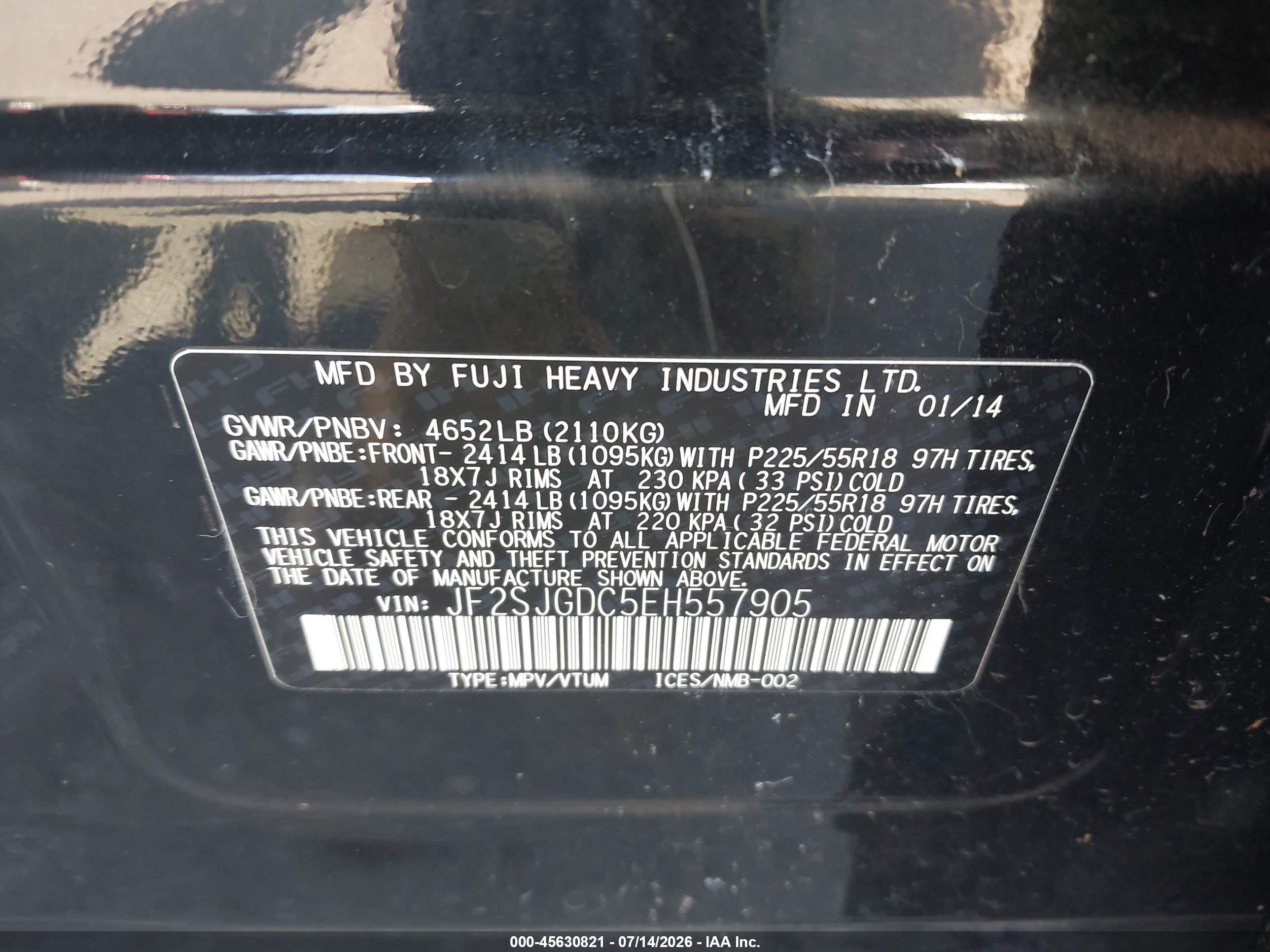 2014 Subaru Forester 2.0xt Premium Black vin: JF2SJGDC5EH557905