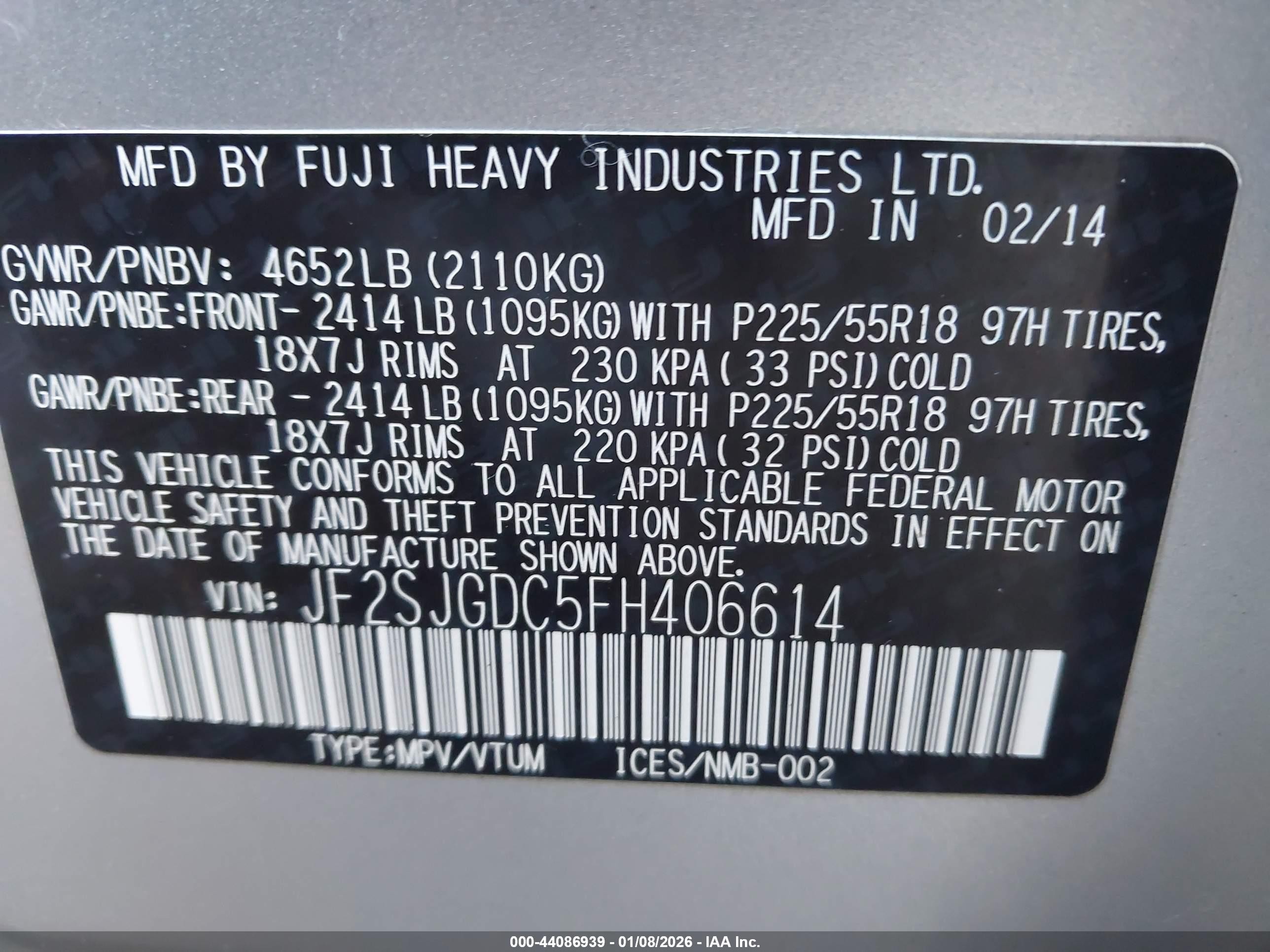 2015 Subaru Forester 2.0xt Premium Silver vin: JF2SJGDC5FH406614