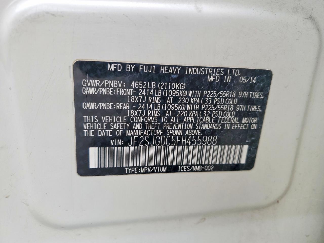 2015 Subaru Forester 2.0xt Premium White vin: JF2SJGDC5FH455988