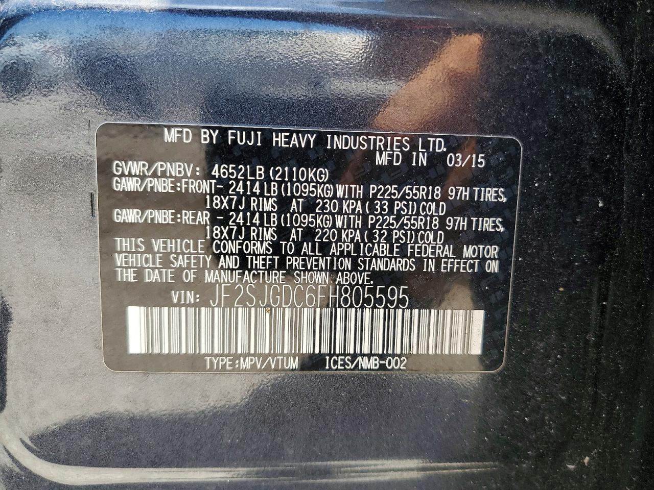 2015 Subaru Forester 2.0xt Premium Угольный vin: JF2SJGDC6FH805595