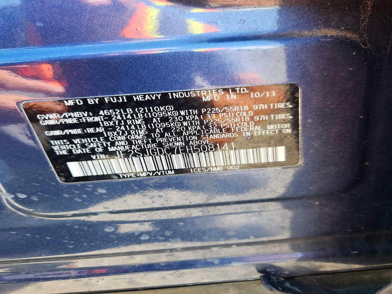 2014 Subaru Forester 2.0xt Premium Blue vin: JF2SJGDC7EH508141