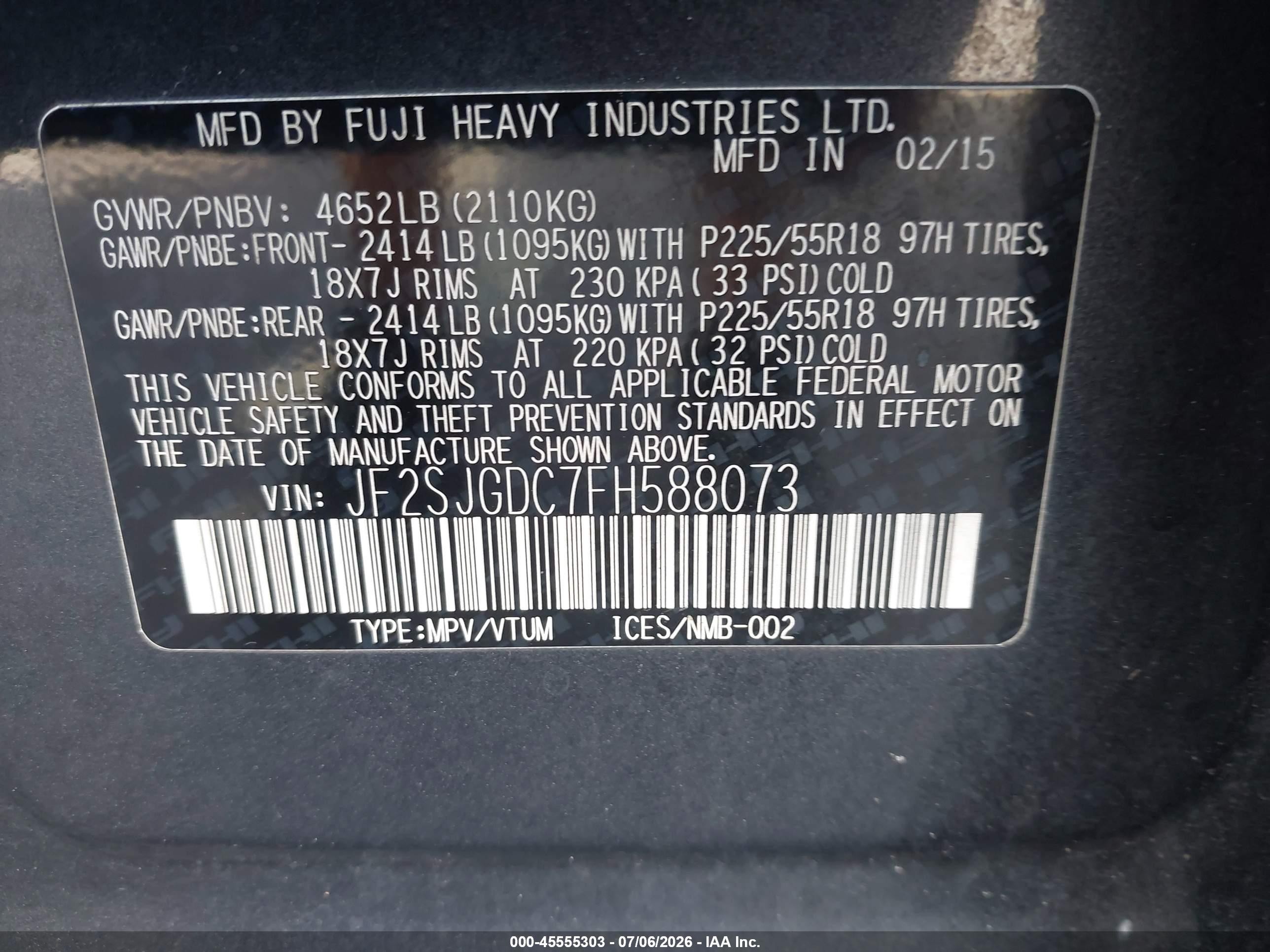 2015 Subaru Forester 2.0xt Premium Gray vin: JF2SJGDC7FH588073