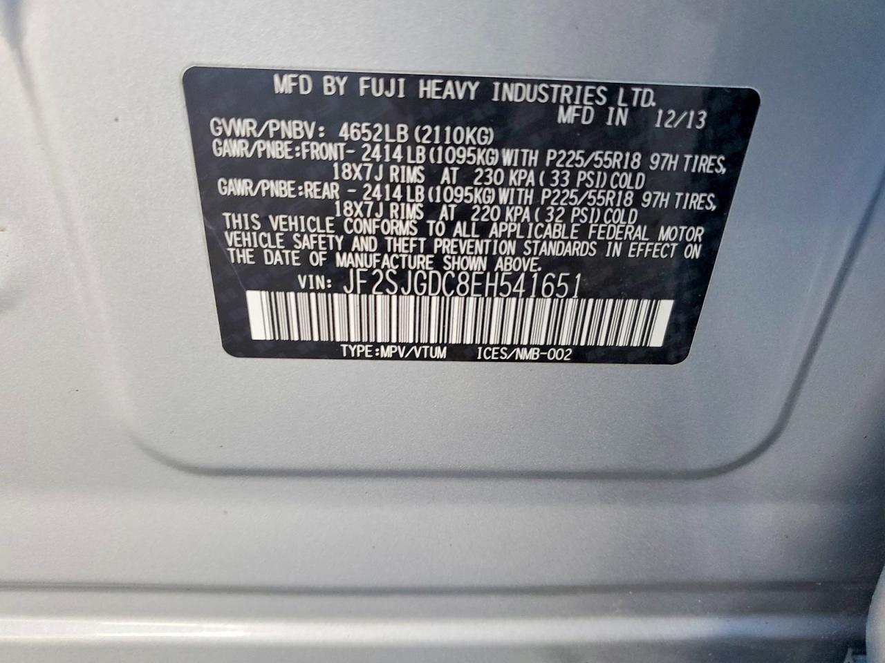 2014 Subaru Forester 2.0xt Premium Silver vin: JF2SJGDC8EH541651