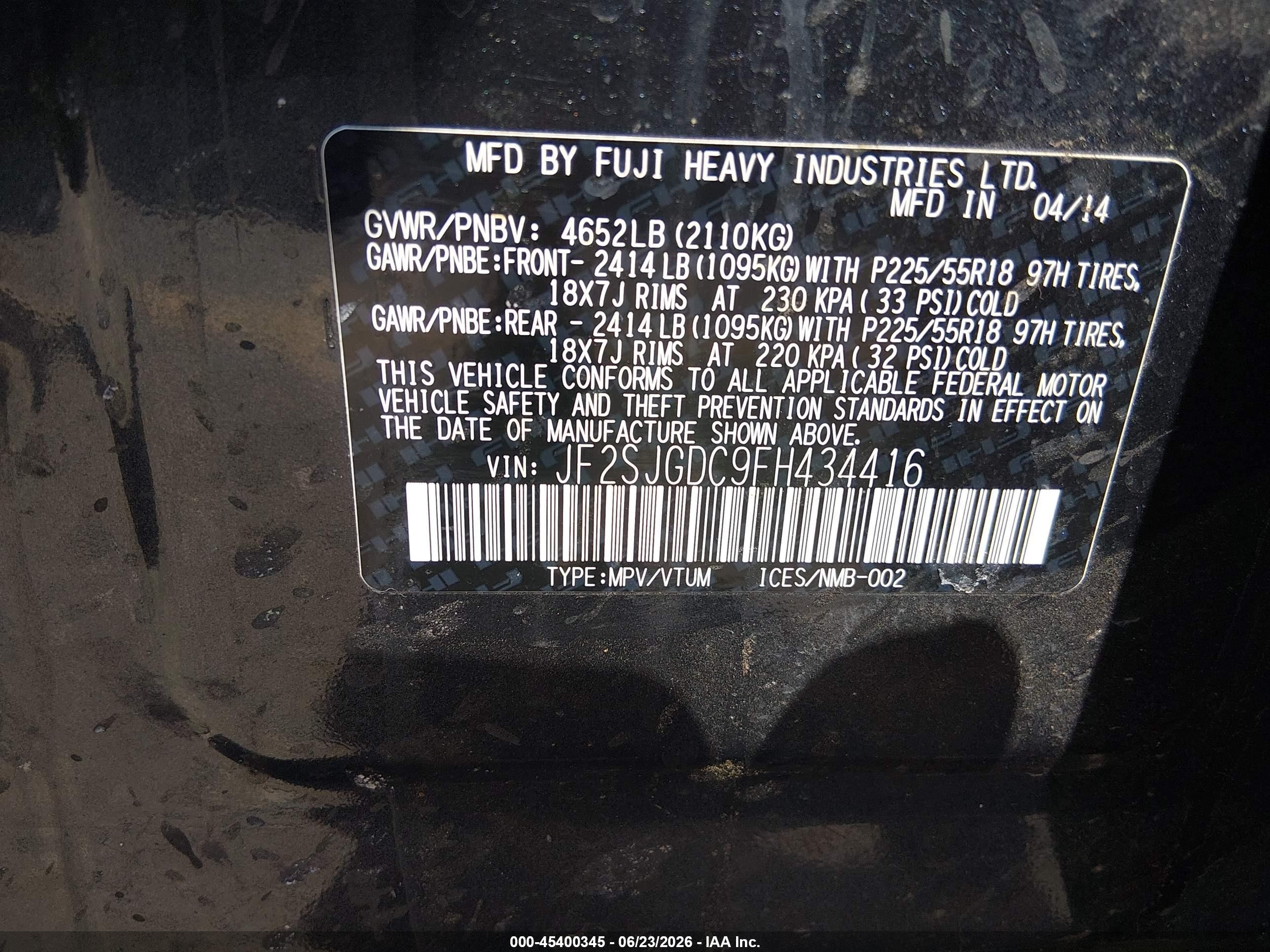 2015 Subaru Forester 2.0xt Premium Gray vin: JF2SJGDC9FH434416