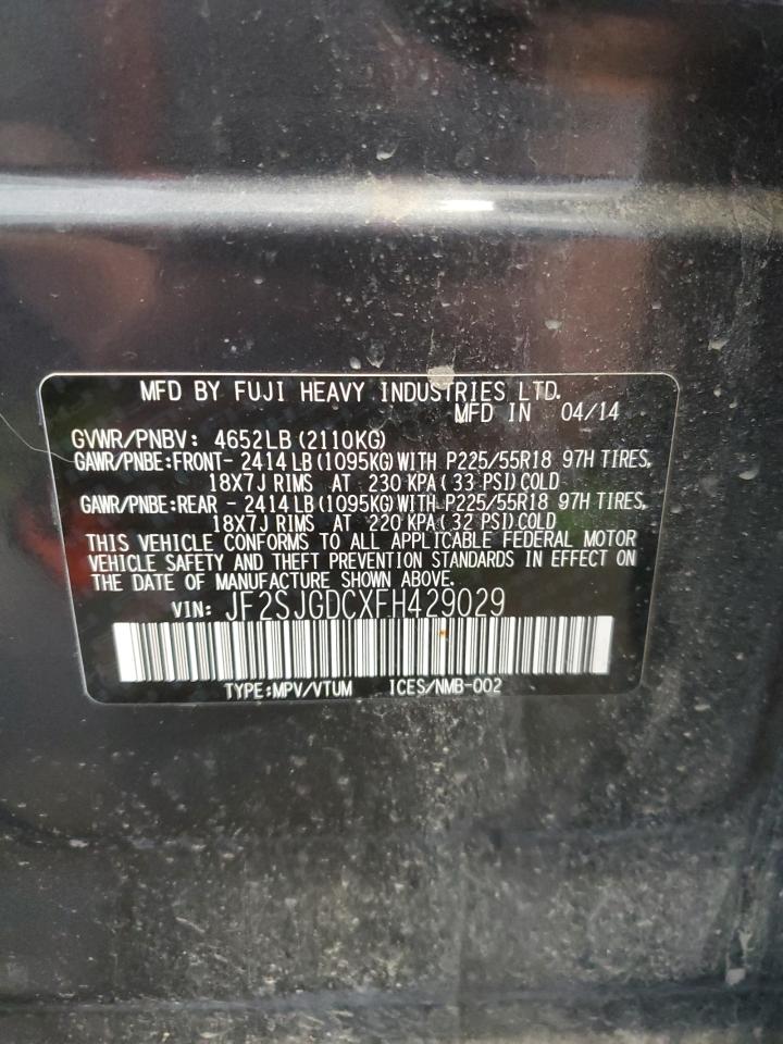 2015 Subaru Forester 2.0xt Premium Серый vin: JF2SJGDCXFH429029