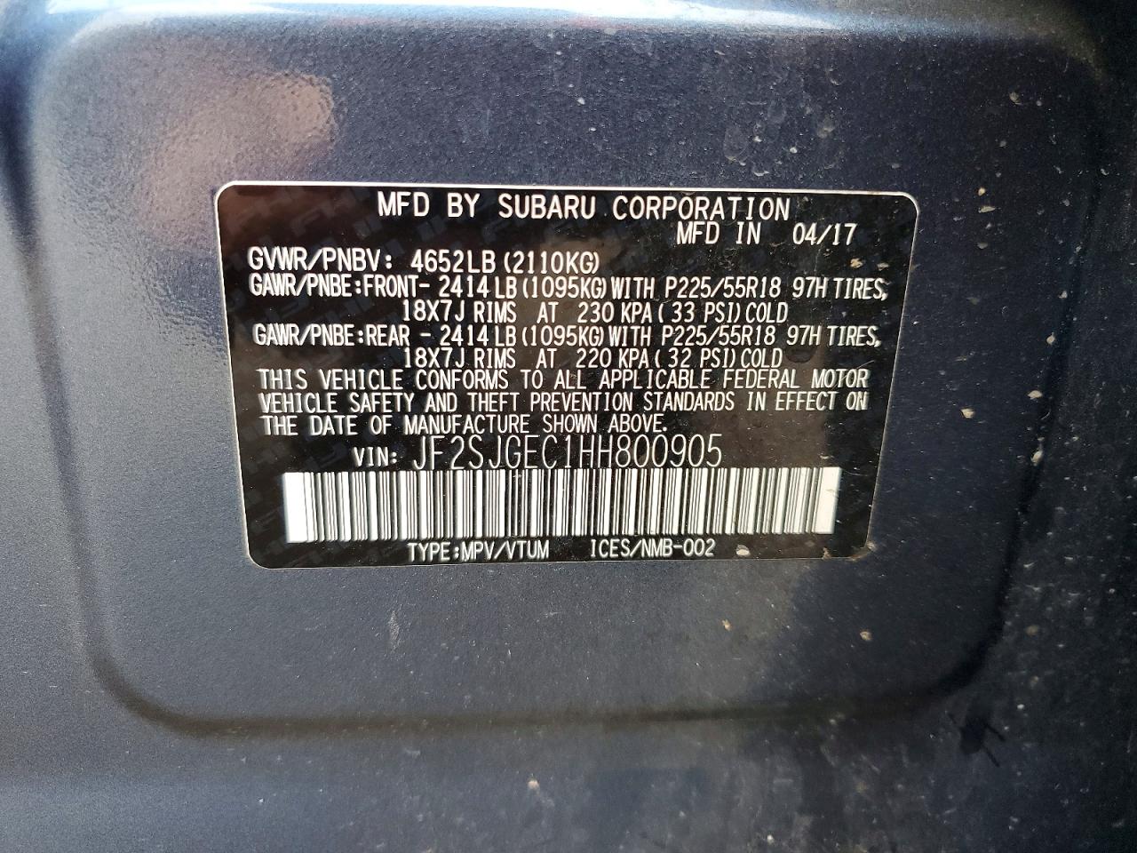 2017 Subaru Forester 2.0xt Premium Blue vin: JF2SJGEC1HH800905