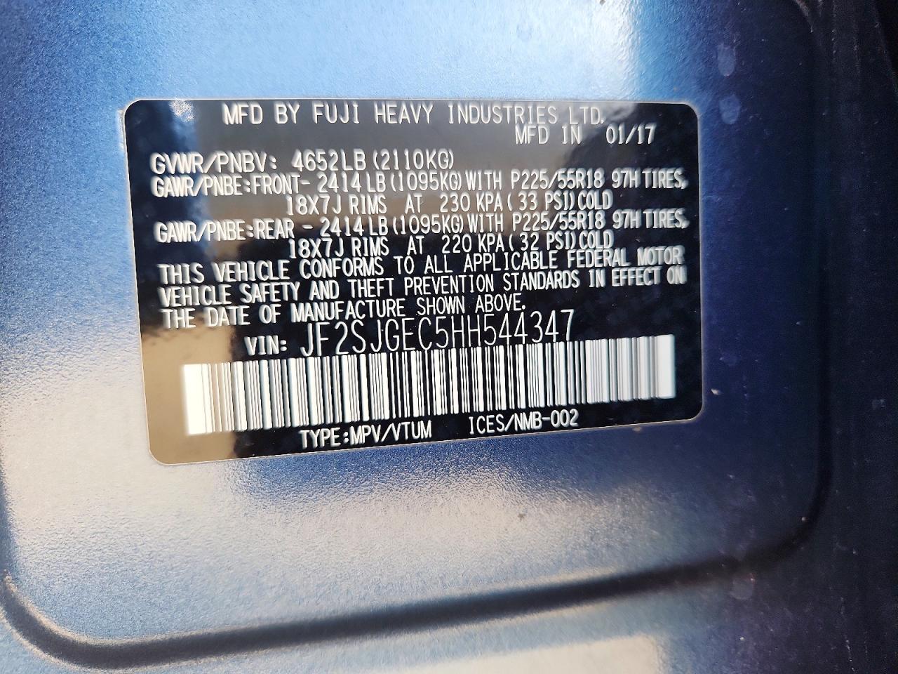 2017 Subaru Forester 2.0xt Premium Blue vin: JF2SJGEC5HH544347