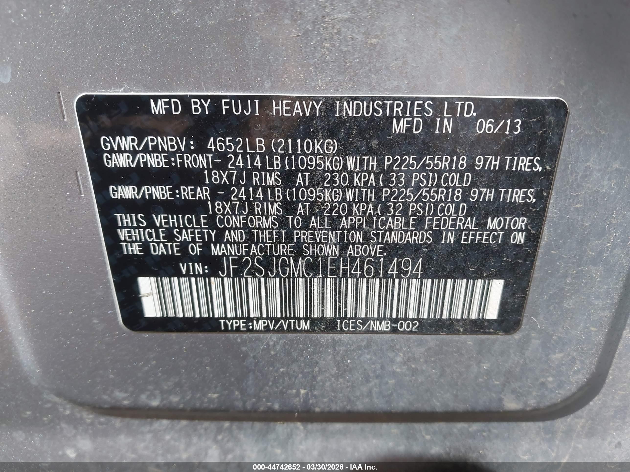2014 Subaru Forester 2.0xt Touring Silver vin: JF2SJGMC1EH461494