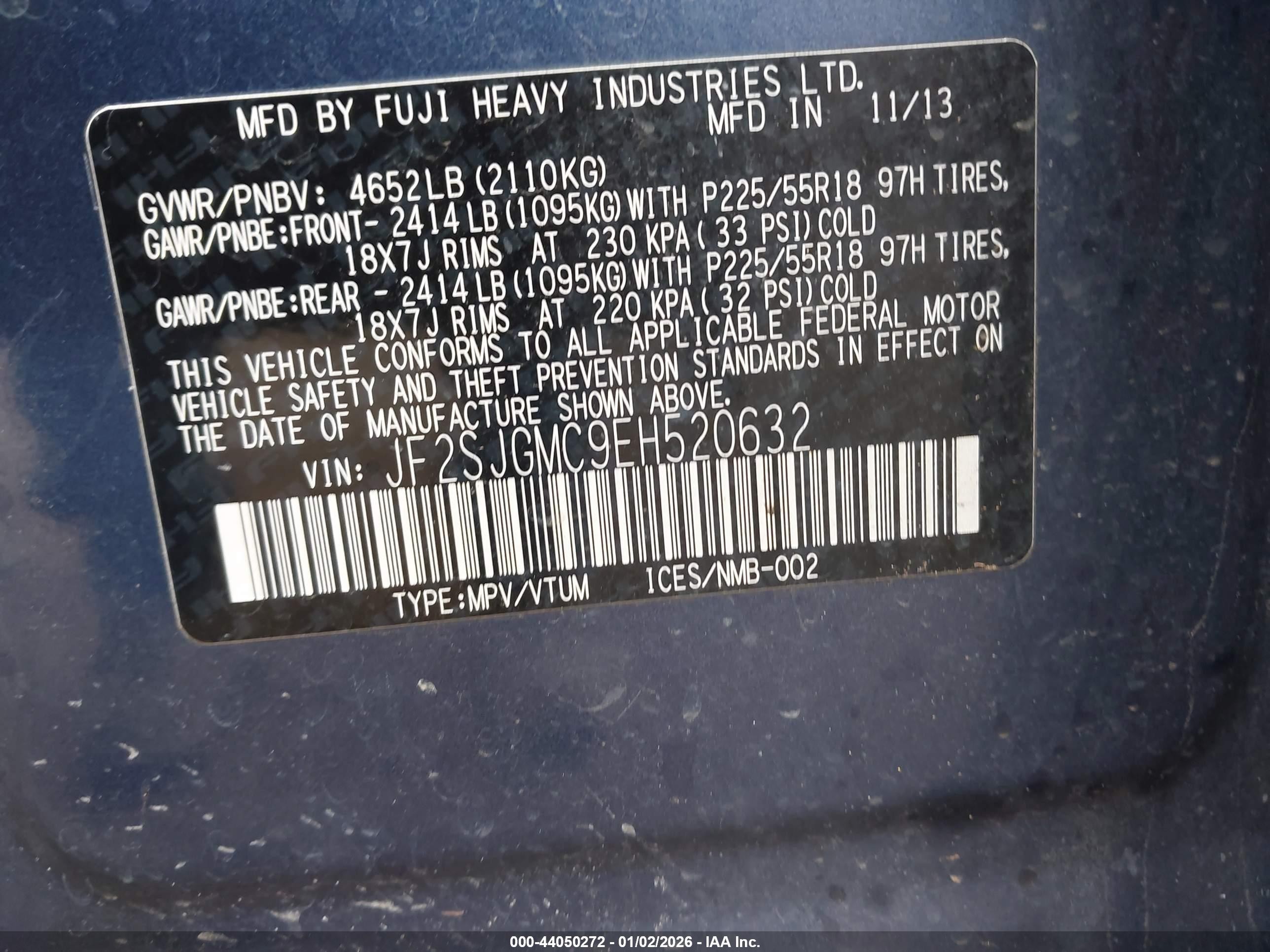 2014 Subaru Forester 2.0xt Touring Blue vin: JF2SJGMC9EH520632