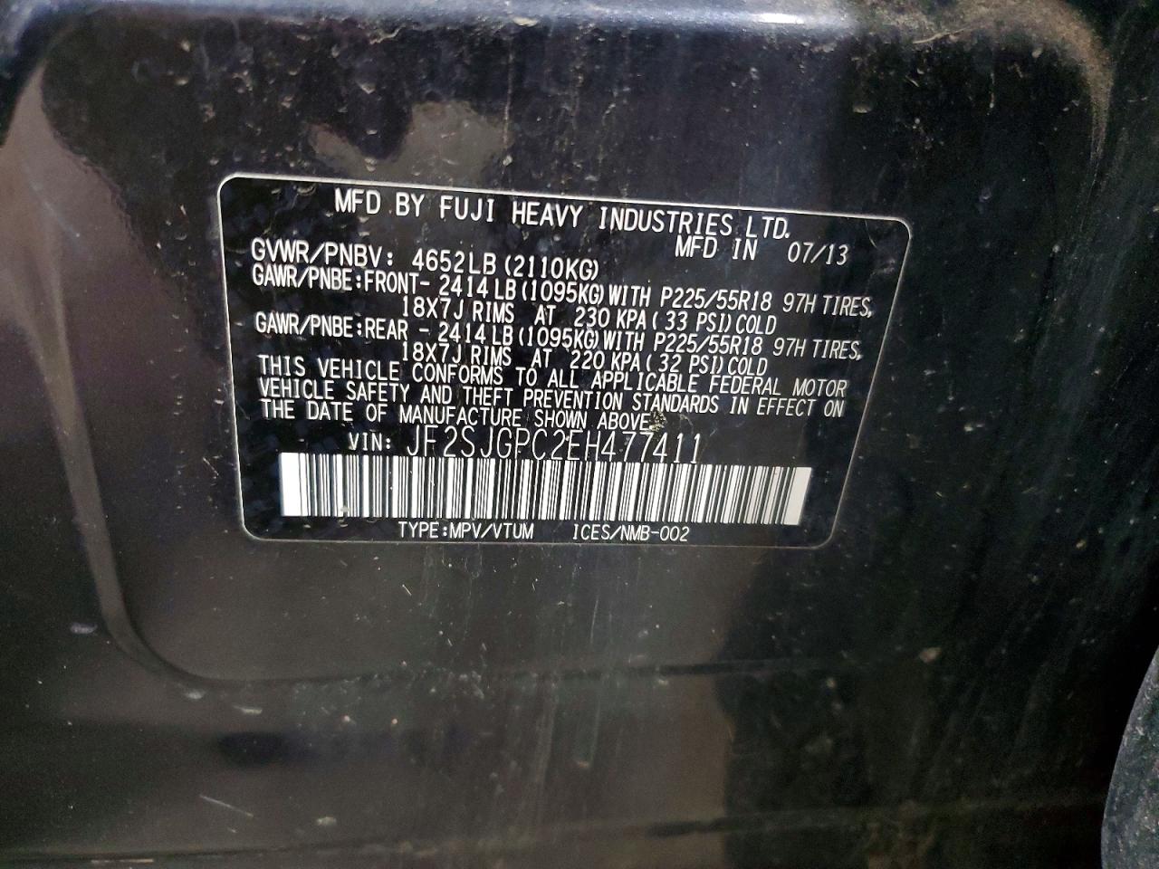 2014 Subaru Forester Черный vin: JF2SJGPC2EH477411