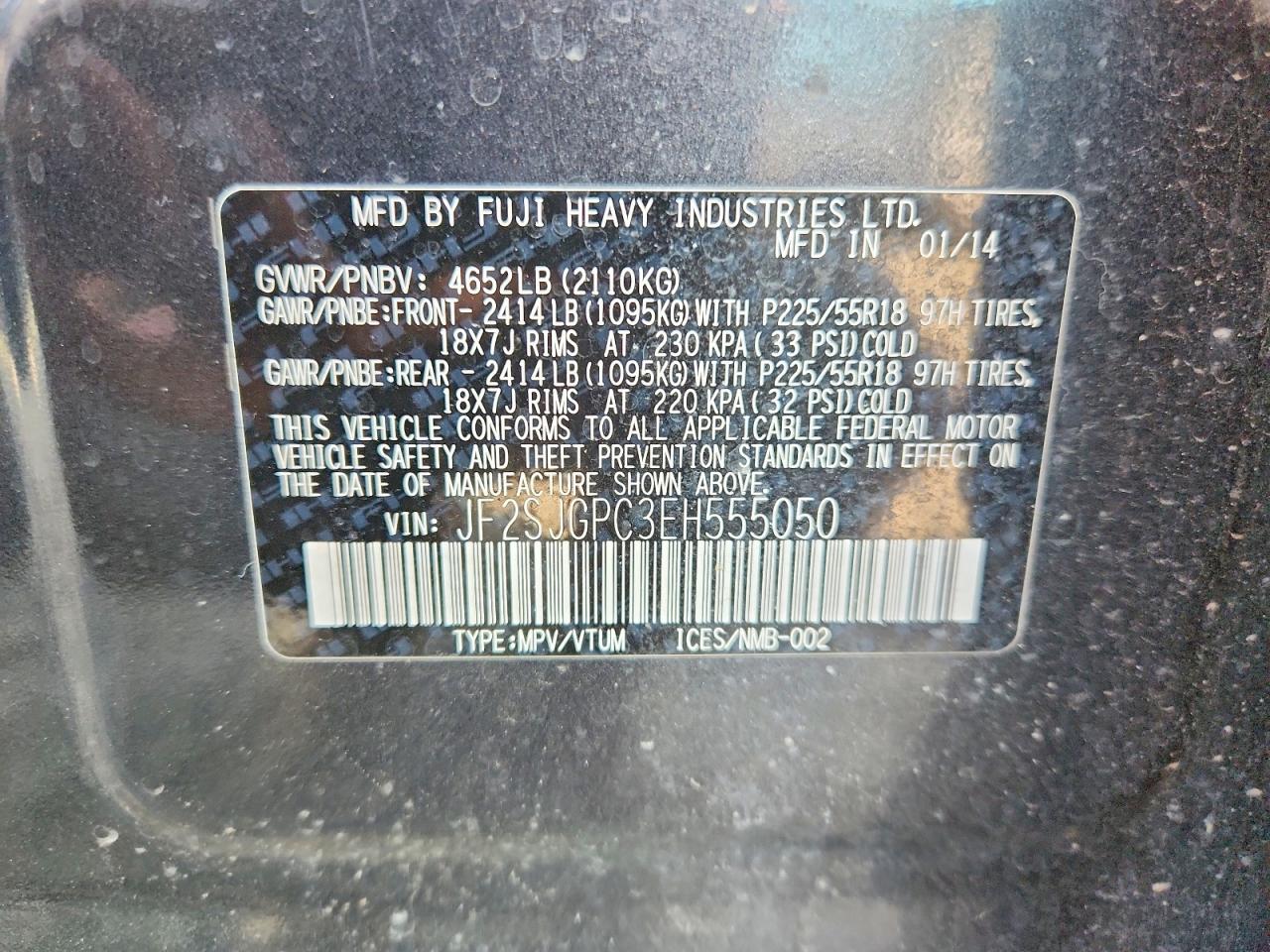 2014 Subaru Forester 2.0xt Touring Charcoal vin: JF2SJGPC3EH555050