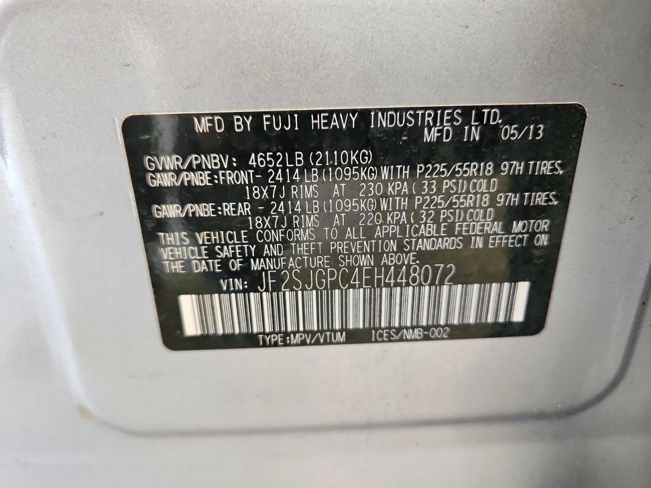 2014 Subaru Forester 2.0xt Touring Silver vin: JF2SJGPC4EH448072