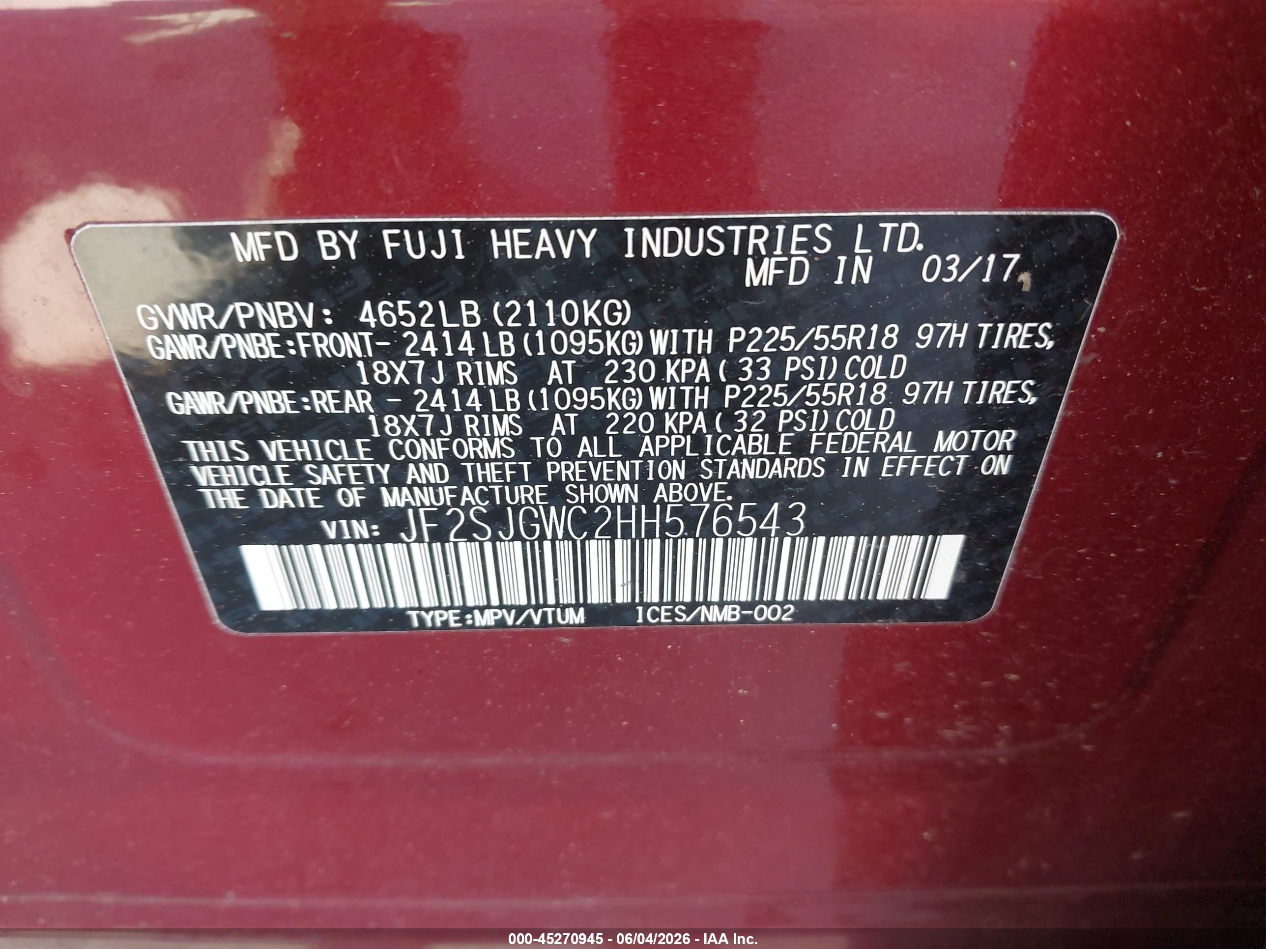 2017 Subaru Forester 2.0xt Touring Red vin: JF2SJGWC2HH576543