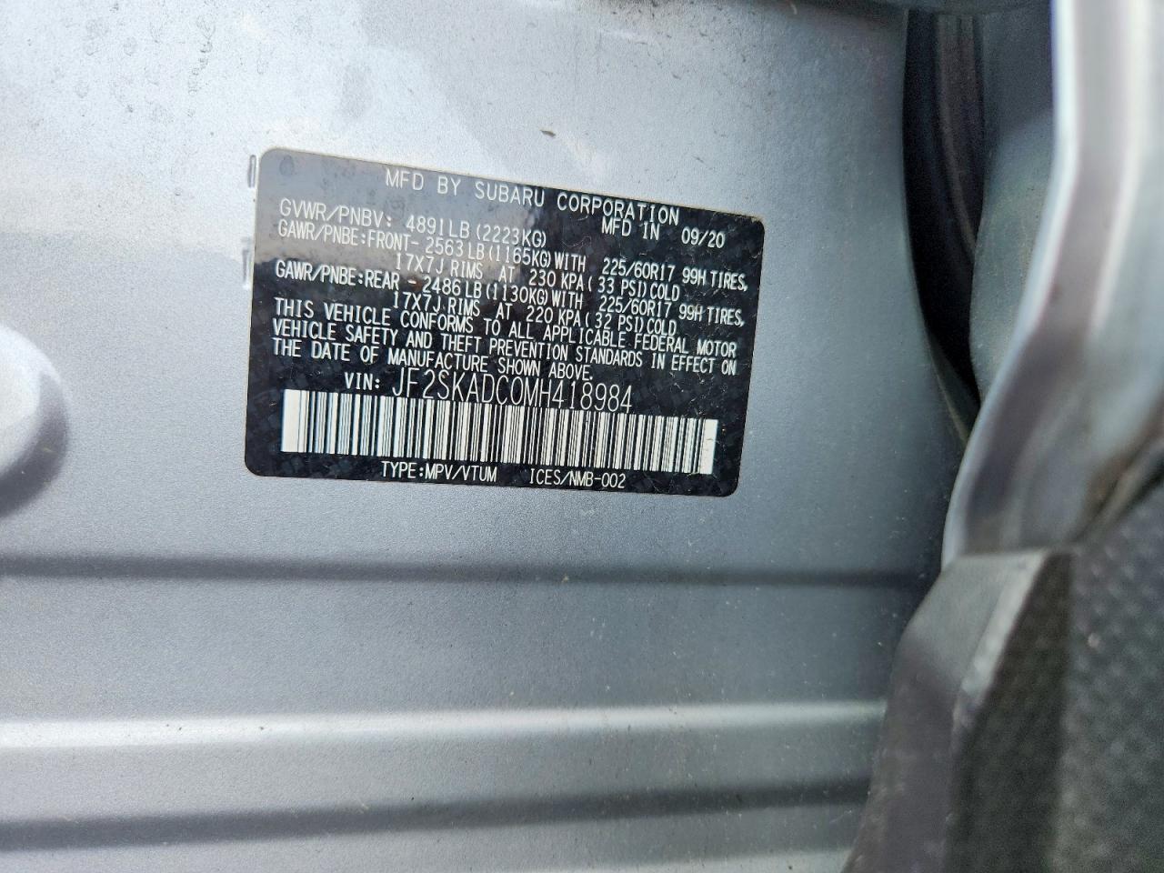 2021 Subaru Forester Silver vin: JF2SKADC0MH418984