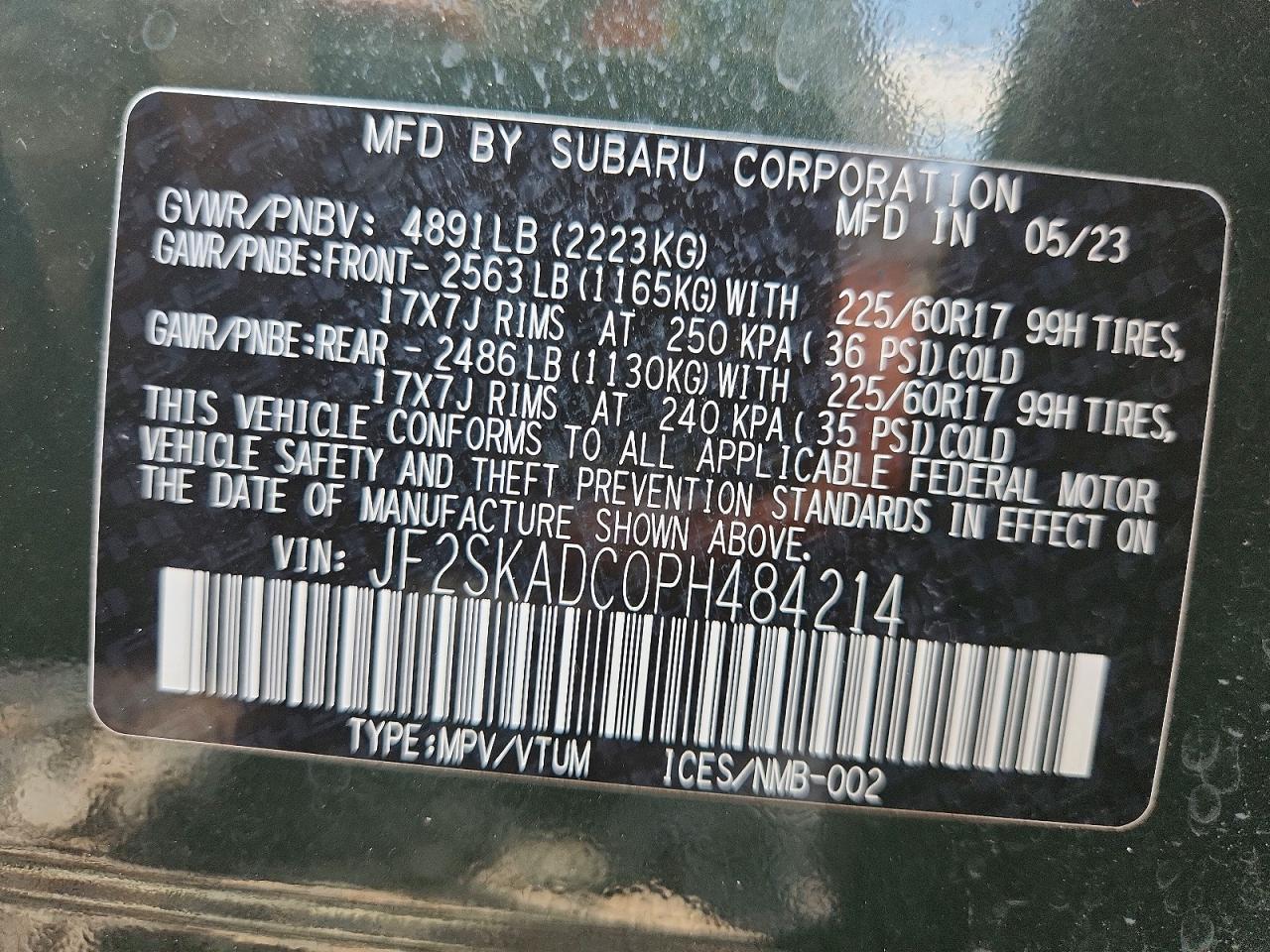 2023 Subaru Forester Premium Green vin: JF2SKADC0PH484214