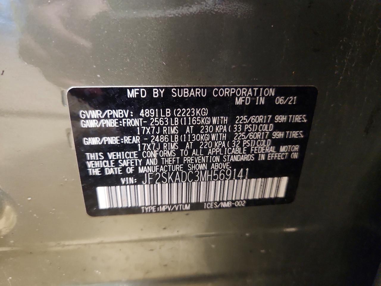 2021 Subaru Forester Green vin: JF2SKADC3MH569141