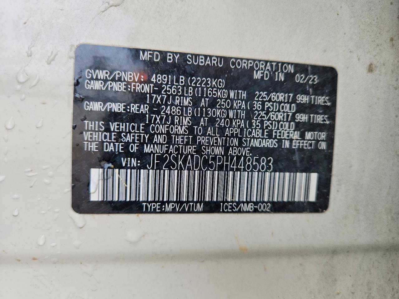 2023 Subaru Forester Premium White vin: JF2SKADC5PH448583