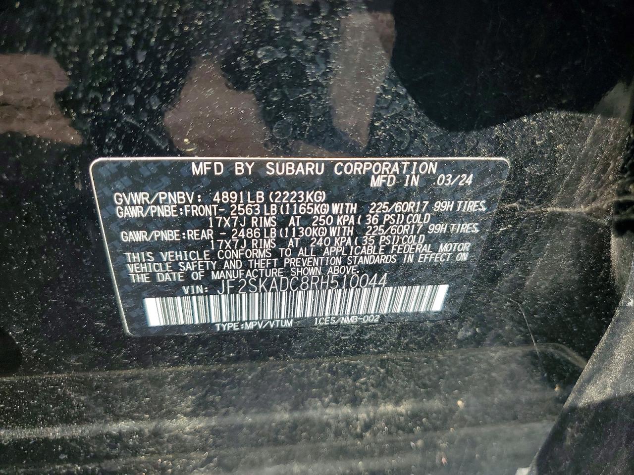 2024 Subaru Forester Premium Black vin: JF2SKADC8RH510044