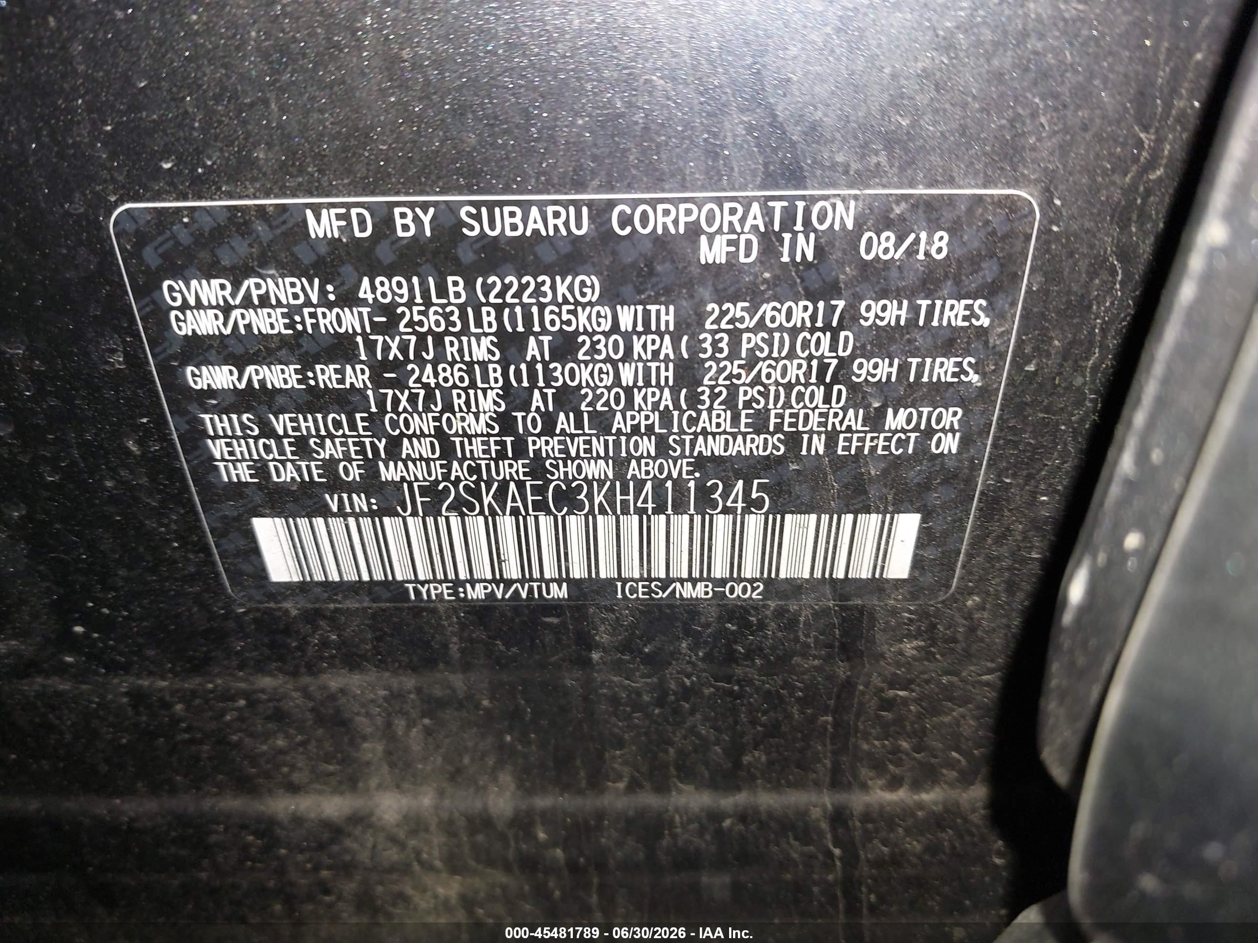 2019 Subaru Forester Premium Black vin: JF2SKAEC3KH411345