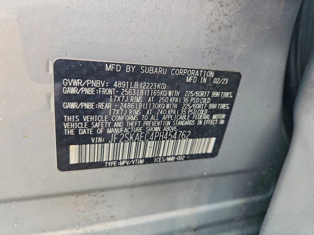 2023 Subaru Forester Premium Silver vin: JF2SKAEC4PH454762
