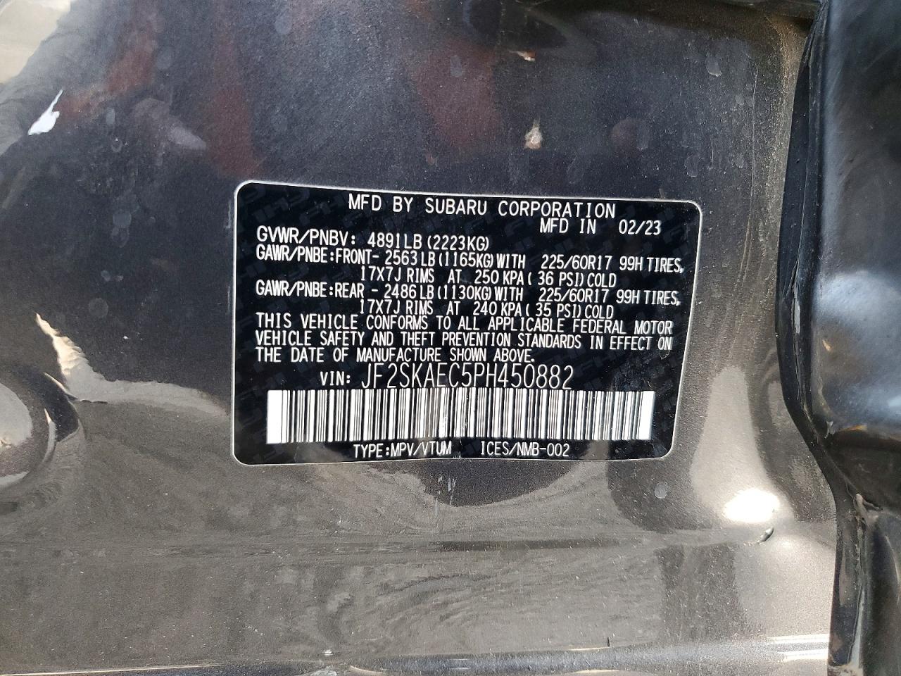 2023 Subaru Forester Premium Gray vin: JF2SKAEC5PH450882