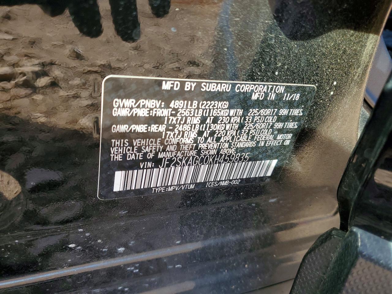 2019 Subaru Forester Premium Black vin: JF2SKAGC0KH459835