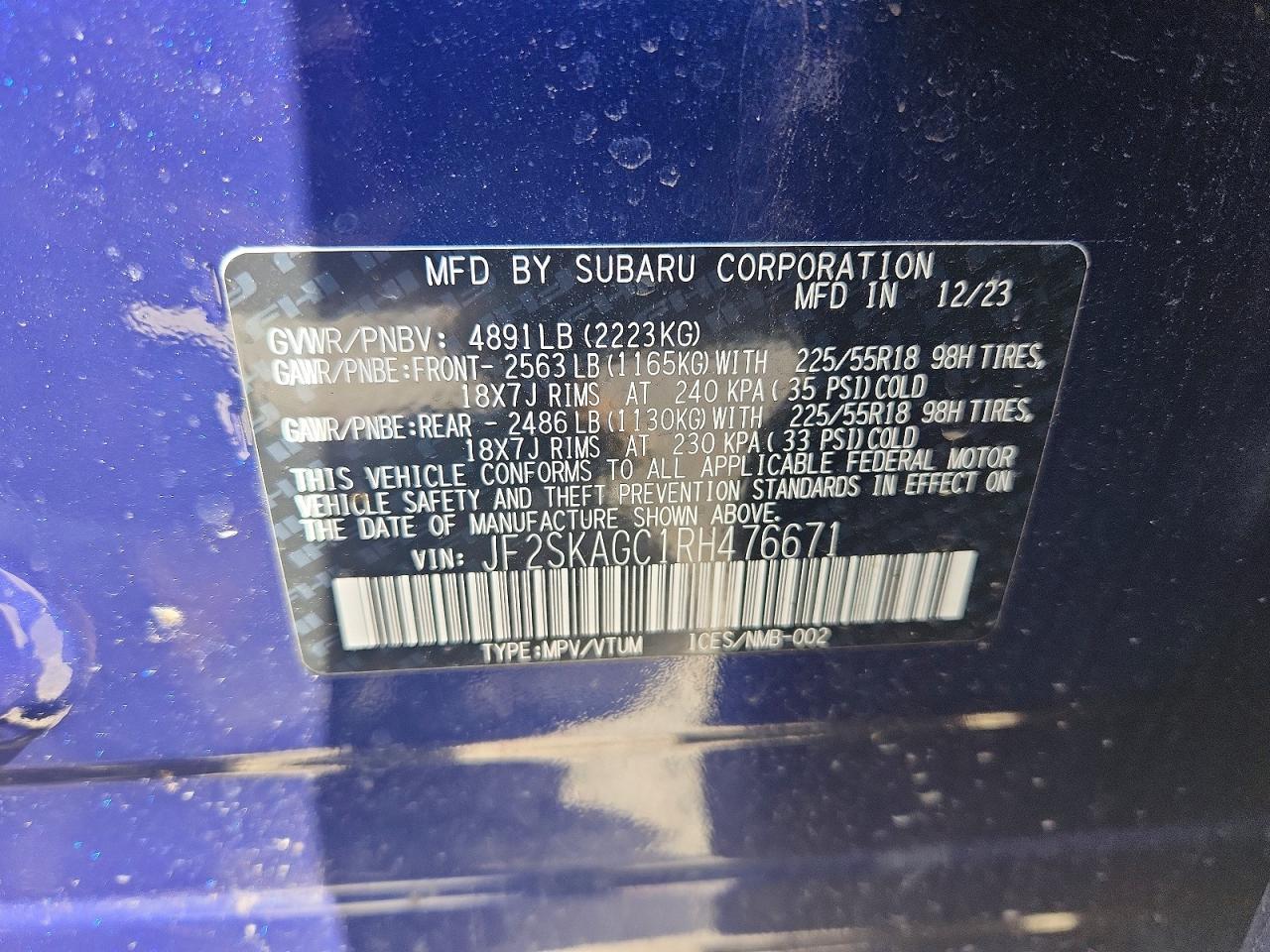 2024 Subaru Forester Sport Blue vin: JF2SKAGC1RH476671