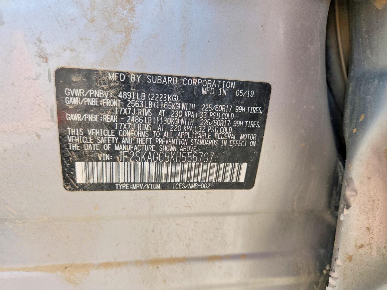2019 Subaru Forester Premium Silver vin: JF2SKAGC5KH556707