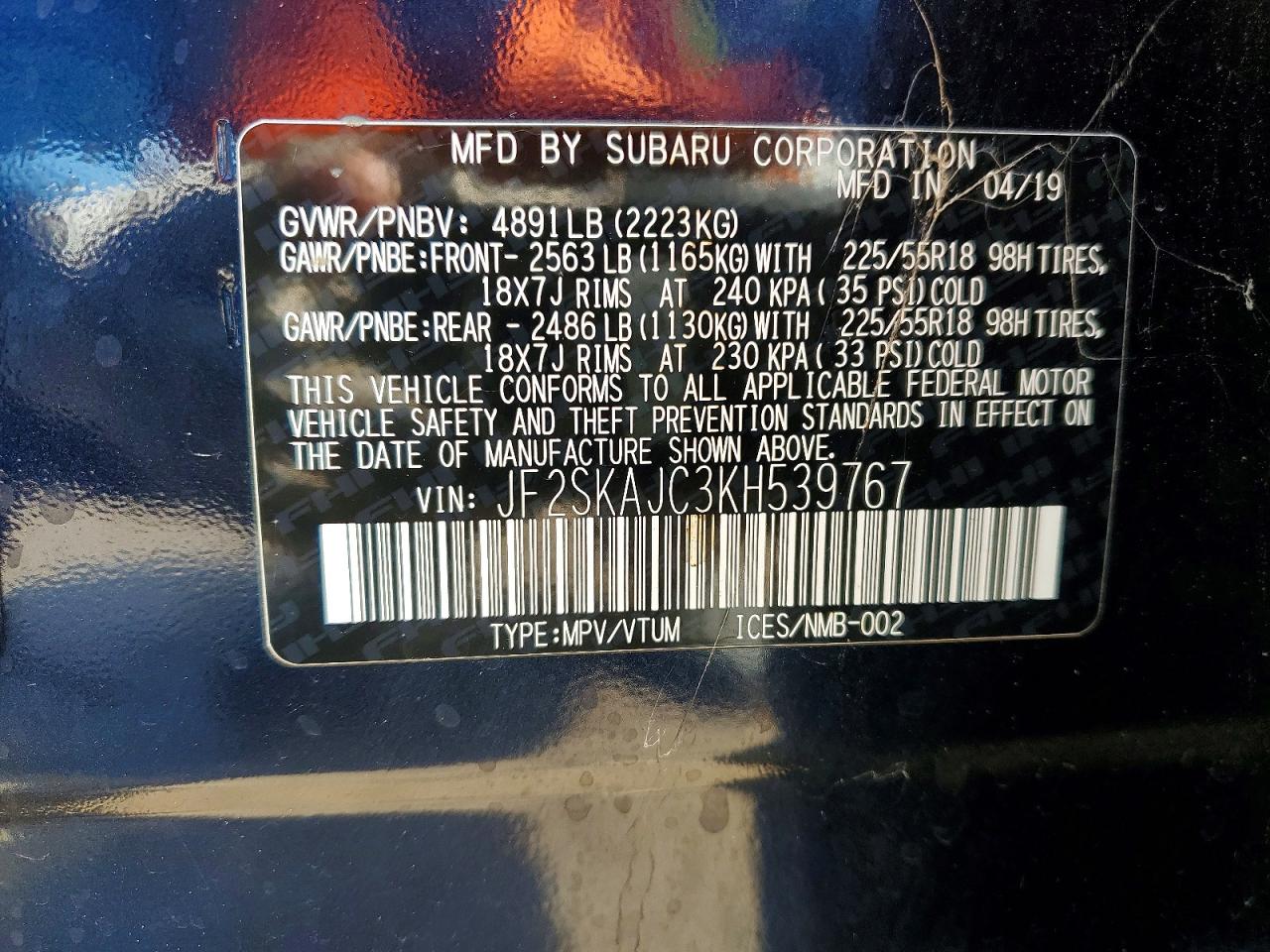 2019 Subaru Forester Sport Blue vin: JF2SKAJC3KH539767
