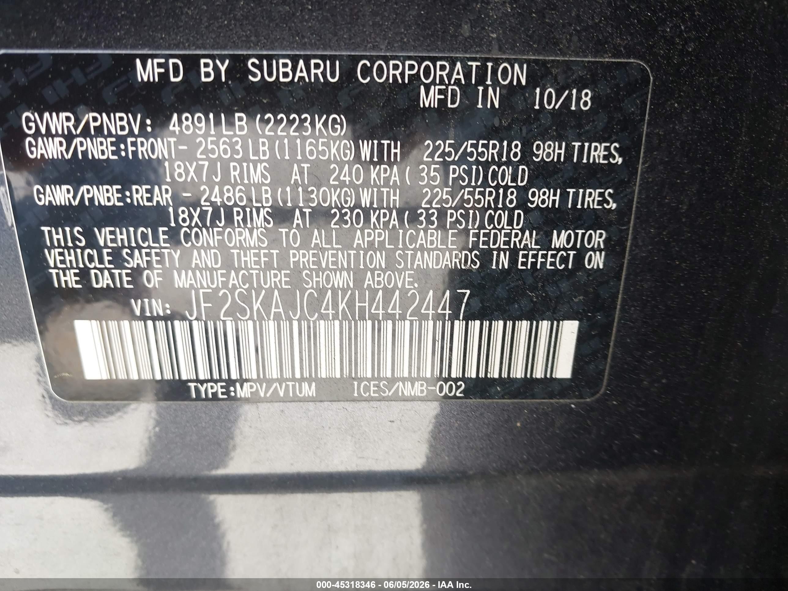 2019 Subaru Forester Sport Black vin: JF2SKAJC4KH442447