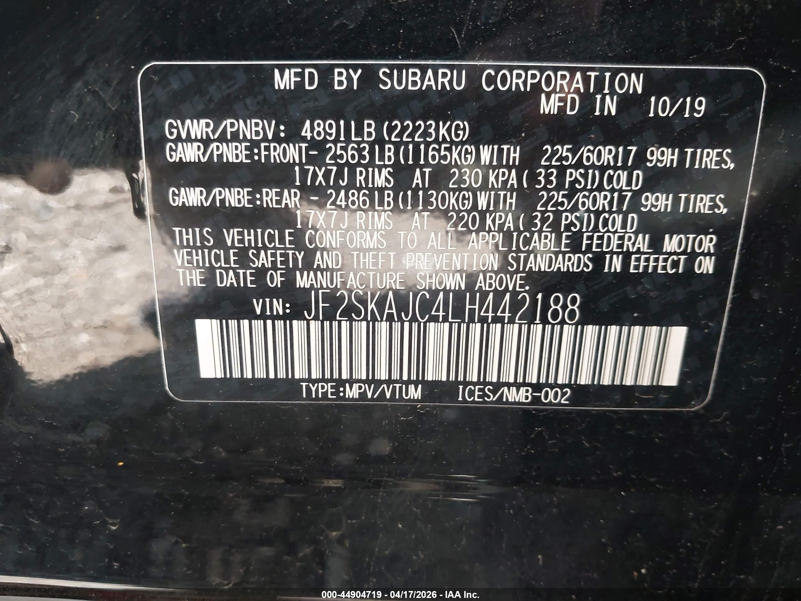 2020 Subaru Forester Premium Black vin: JF2SKAJC4LH442188