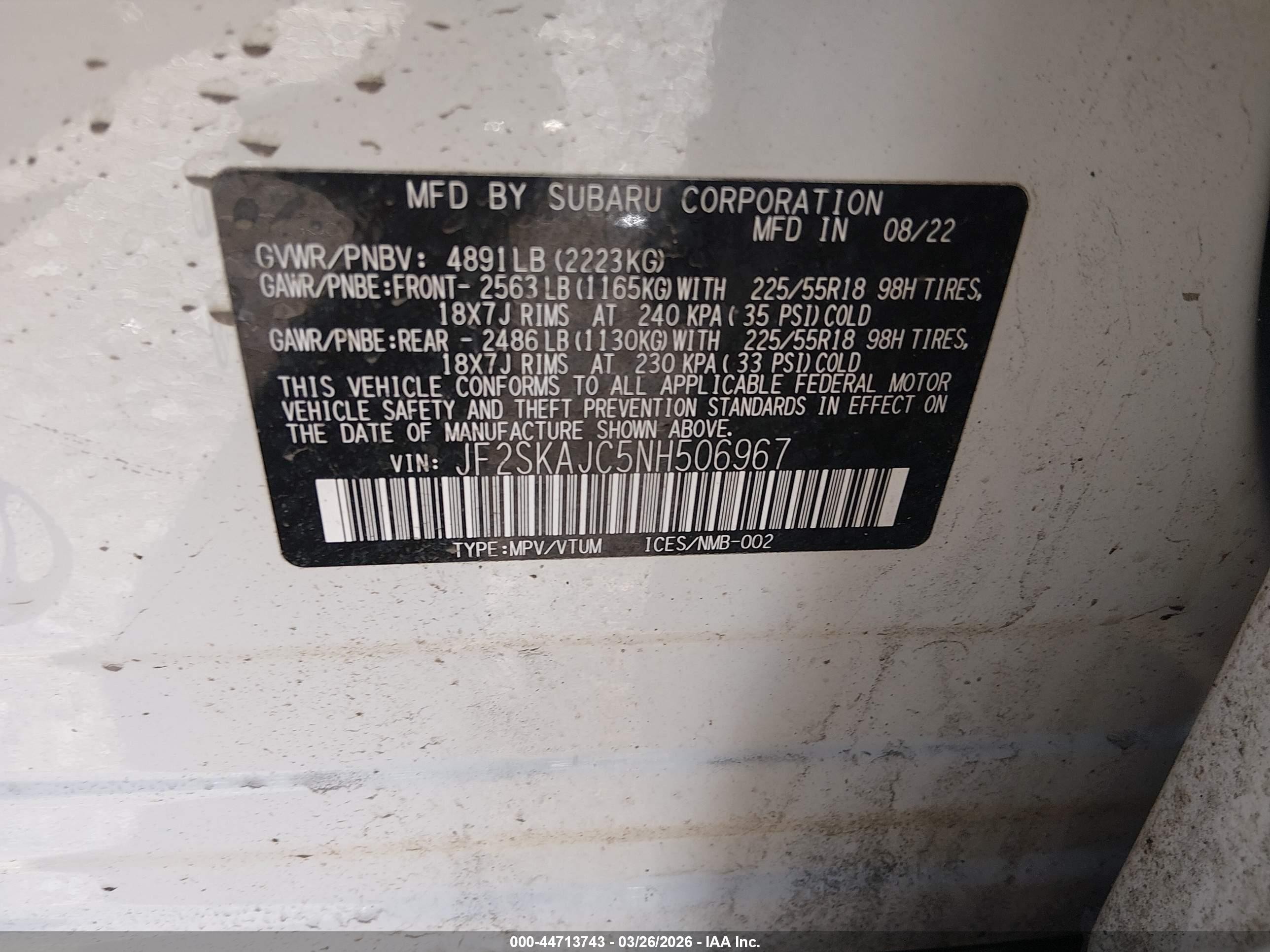 2022 Subaru Forester Sport White vin: JF2SKAJC5NH506967