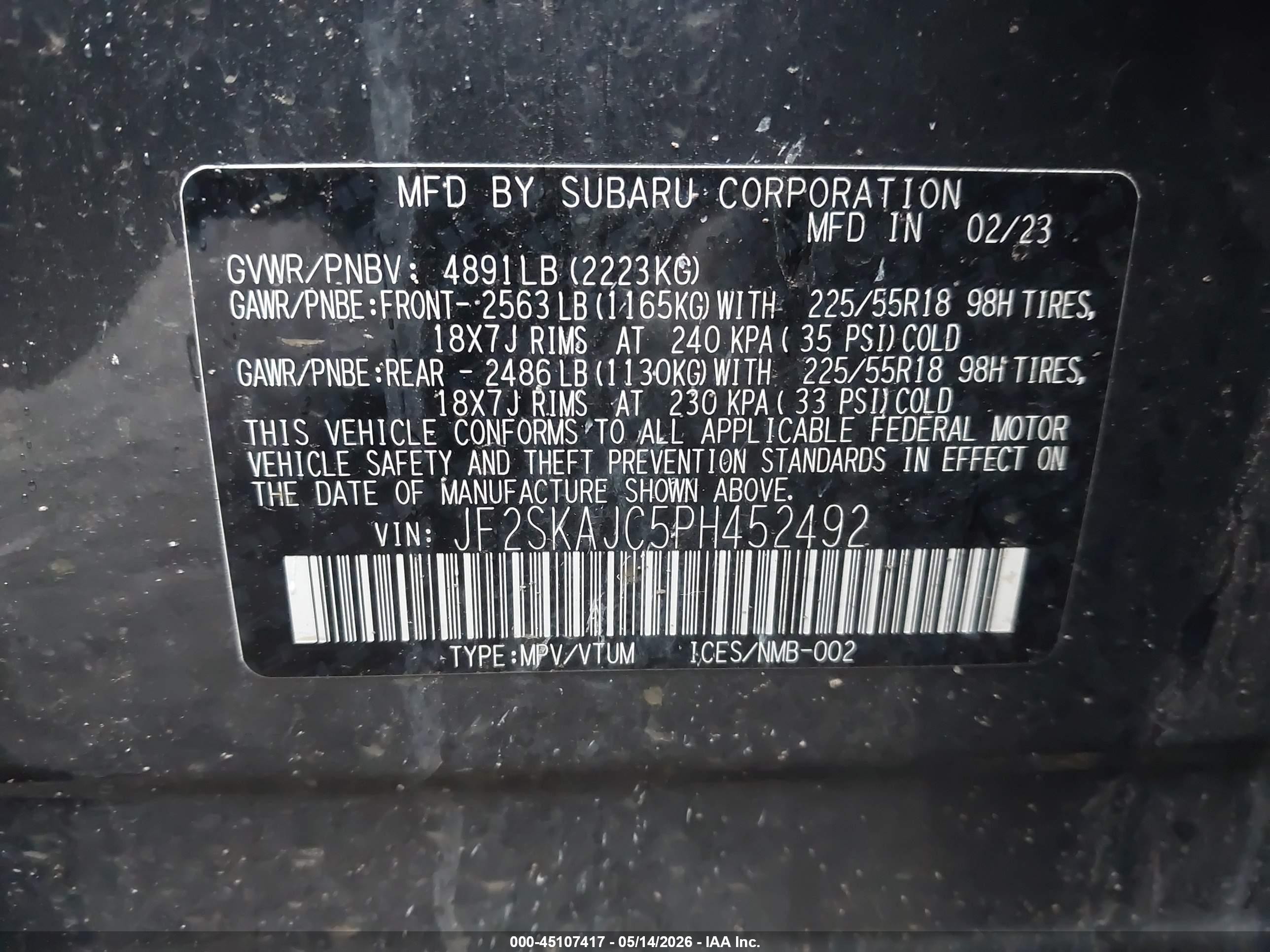 2023 Subaru Forester Sport Gray vin: JF2SKAJC5PH452492