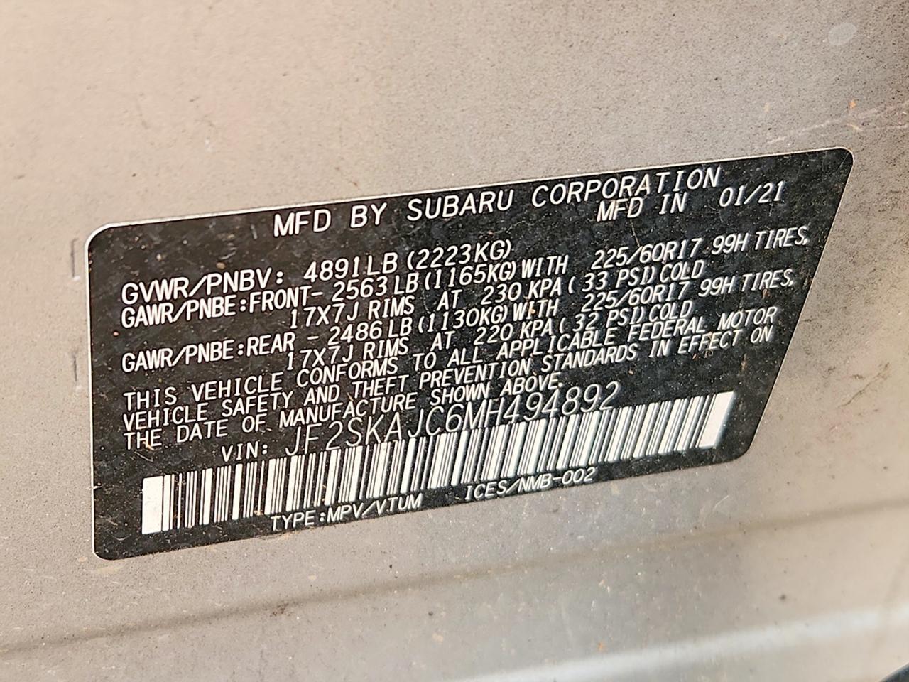 2021 Subaru Forester Premium Silver vin: JF2SKAJC6MH494892