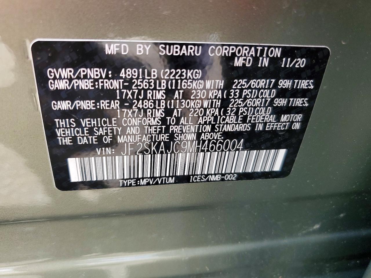 2021 Subaru Forester Premium Green vin: JF2SKAJC9MH466004
