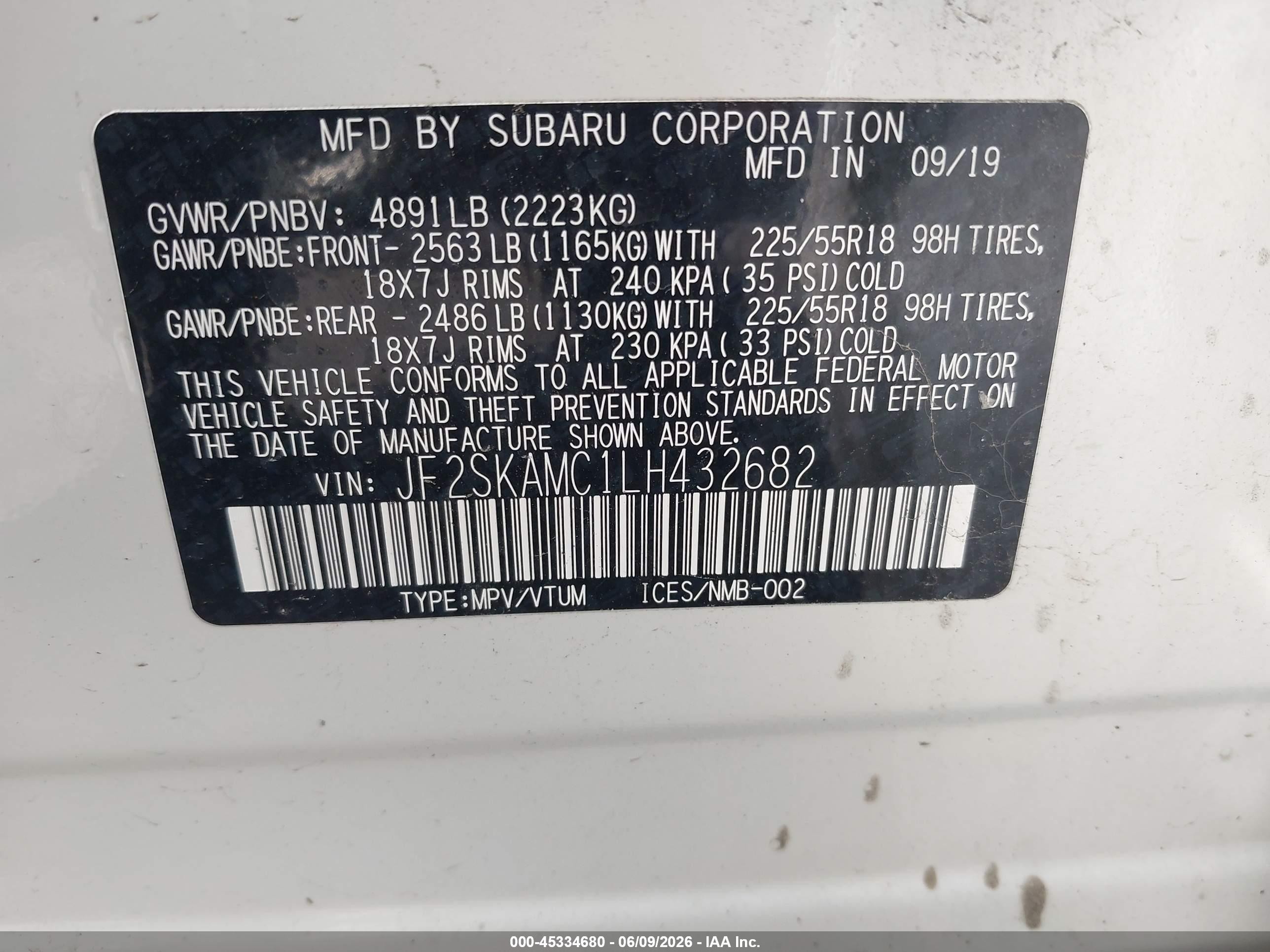 2020 Subaru Forester Sport White vin: JF2SKAMC1LH432682