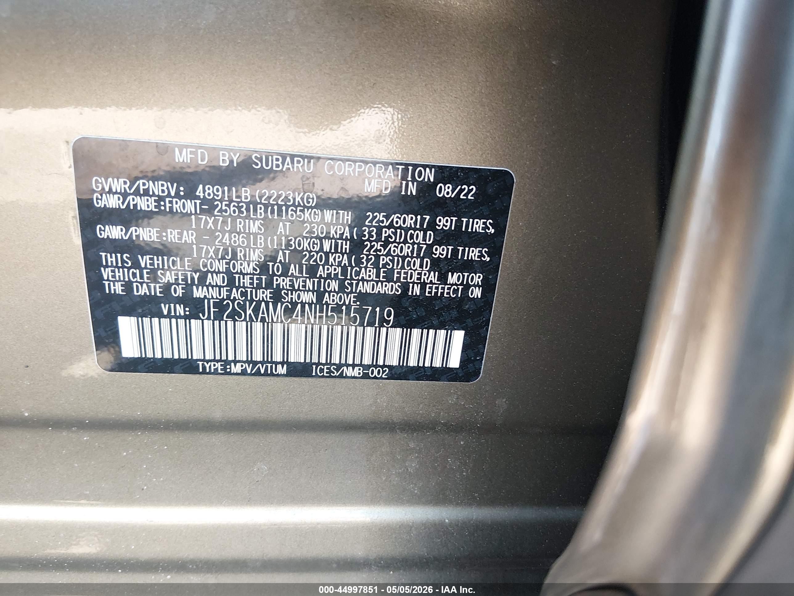 2022 Subaru Forester Wilderness Green vin: JF2SKAMC4NH515719