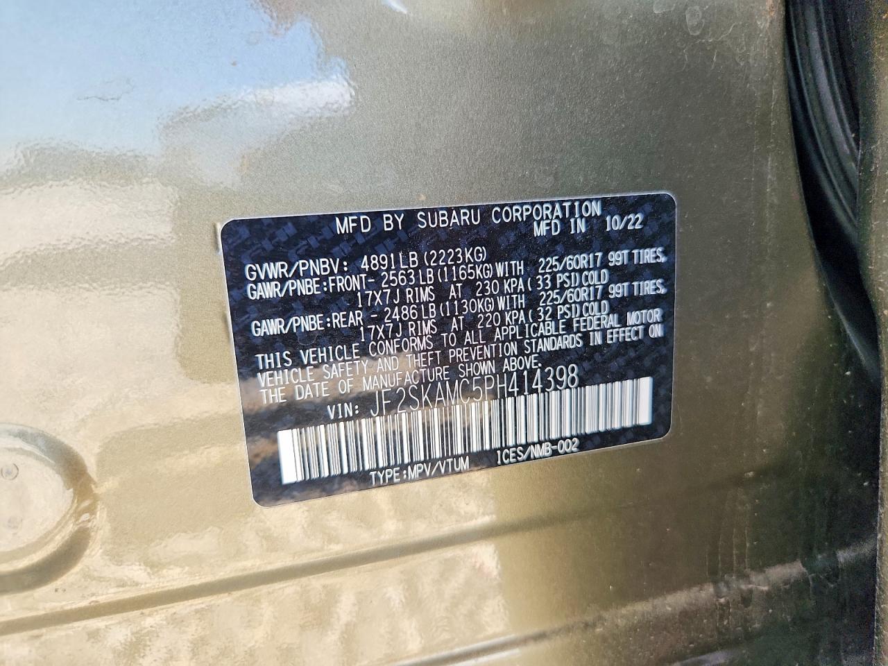 2023 Subaru Forester Wilderness Green vin: JF2SKAMC5PH414398