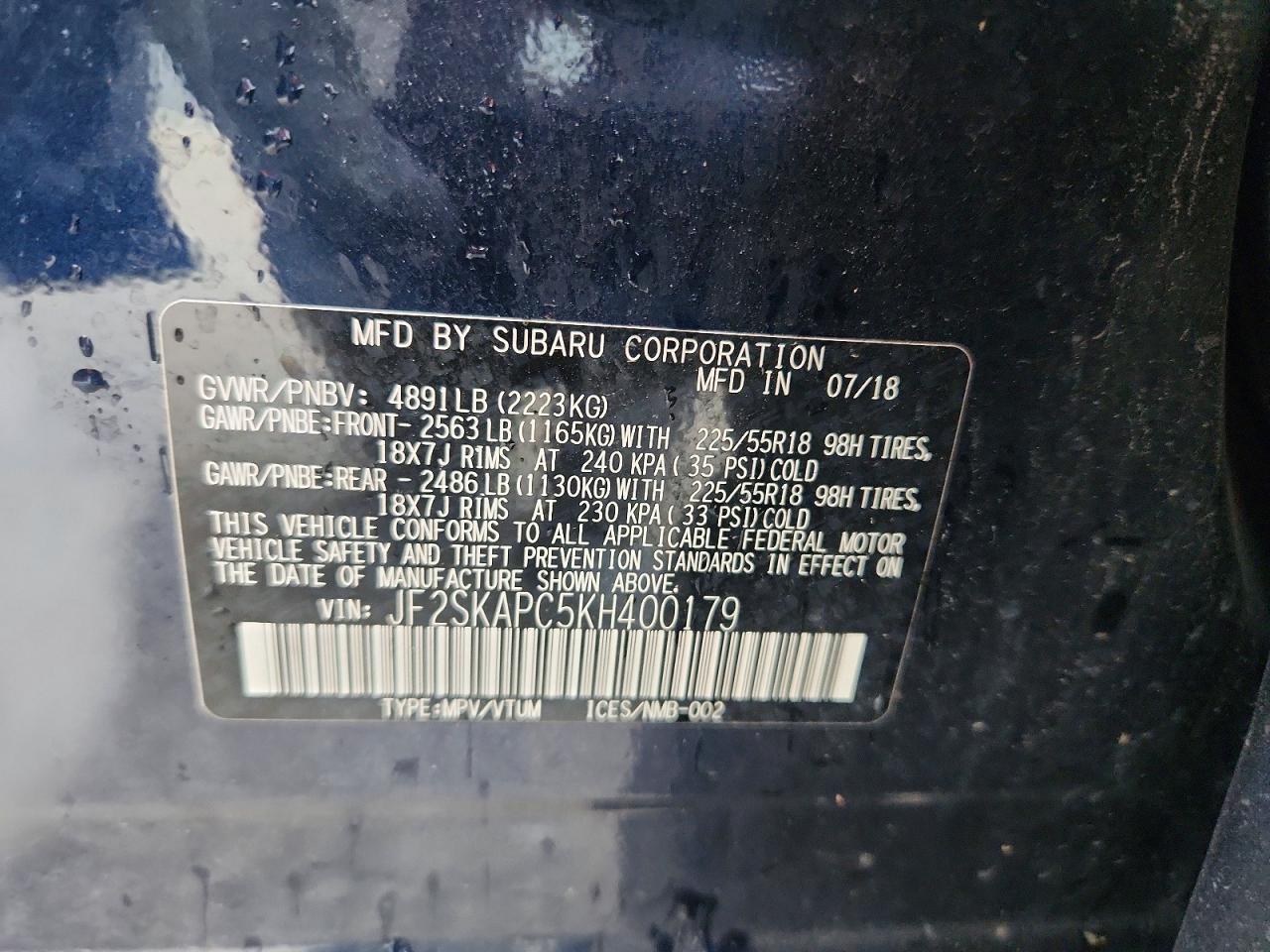 2019 Subaru Forester Sport Blue vin: JF2SKAPC5KH400179